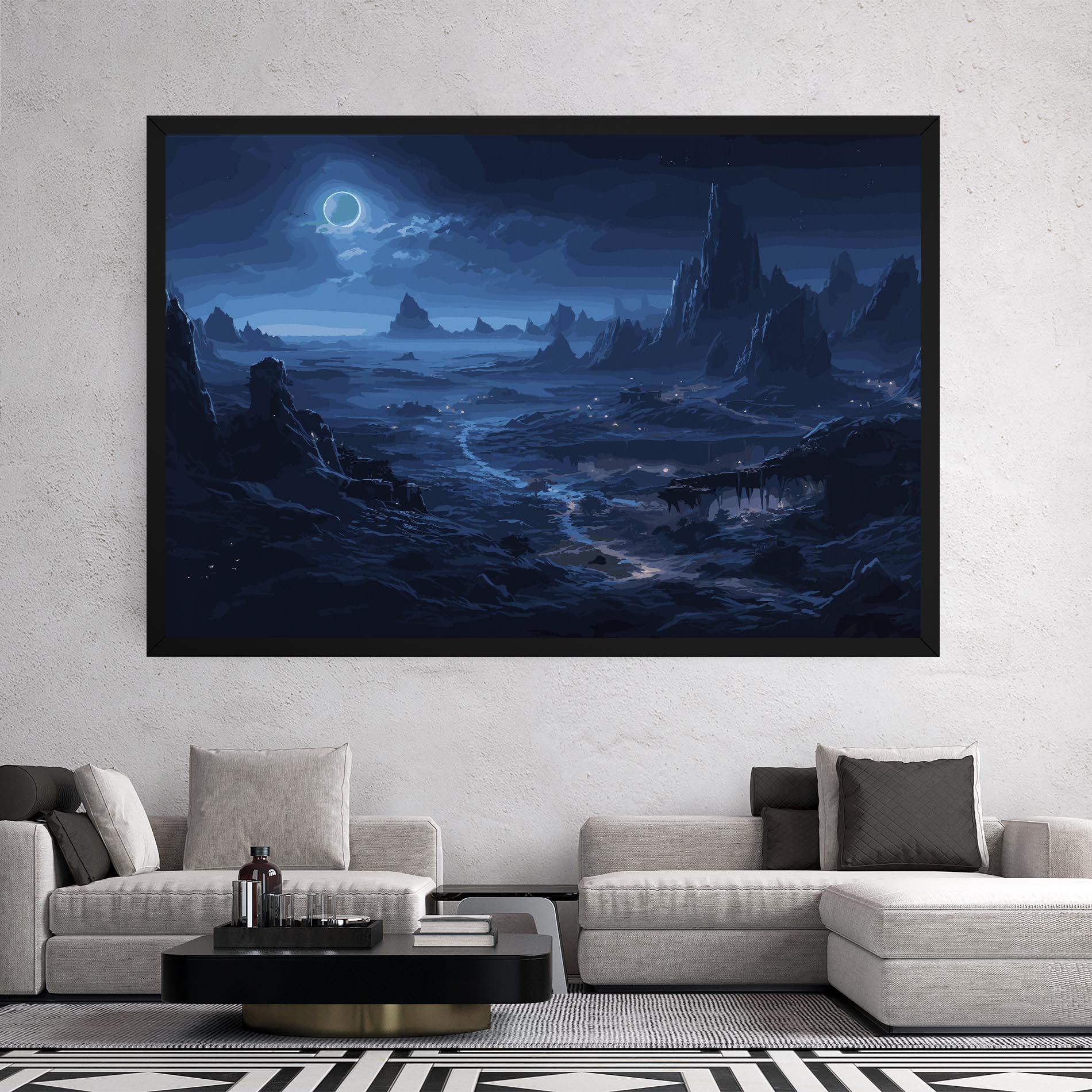 Картина на платно Blue Art World mockup 2