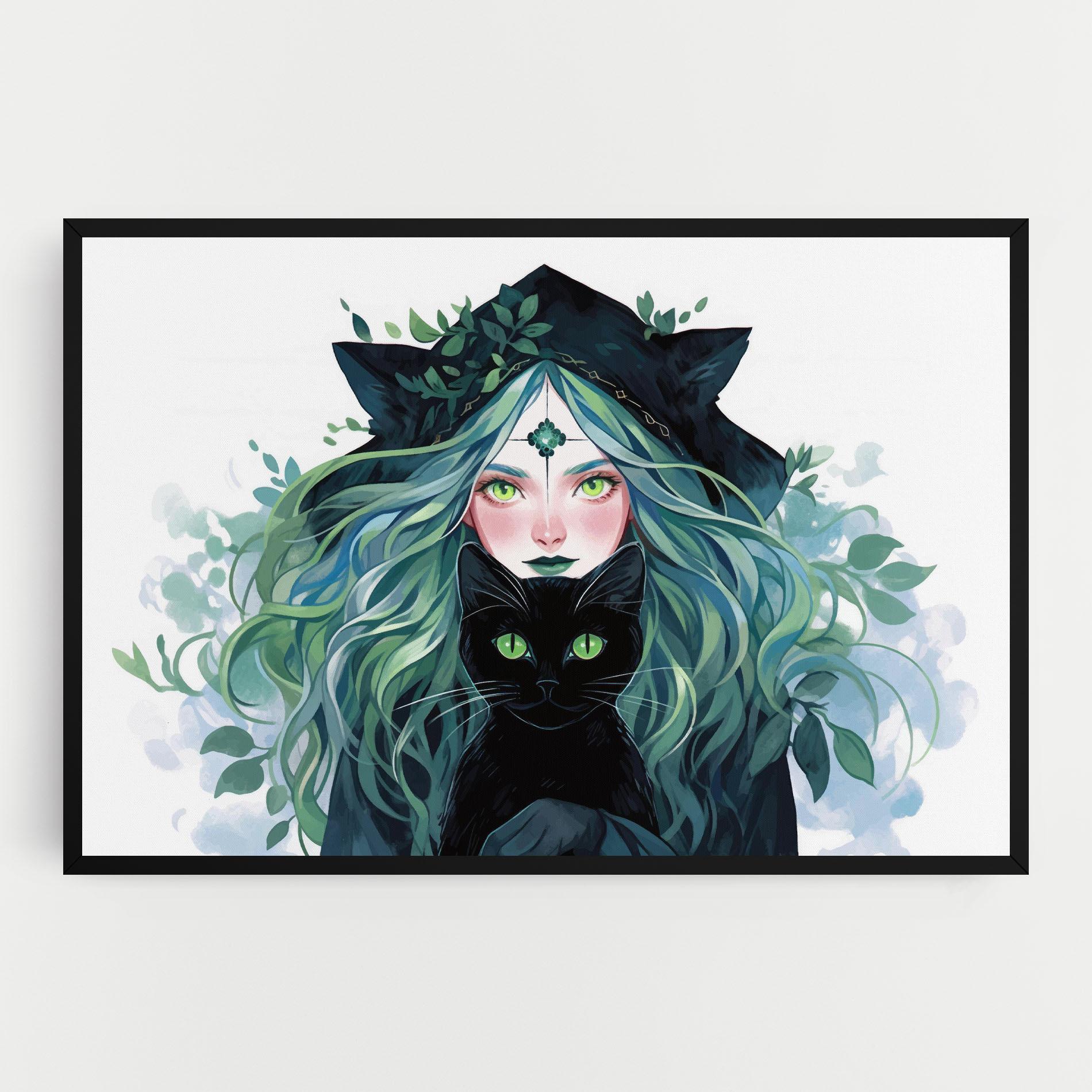Картина на платно Magic Cat Witch mockup 0