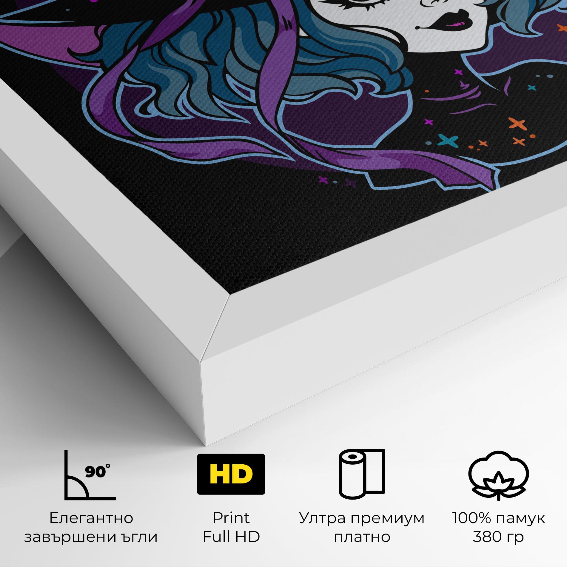 Картина на платно Cute Purple Witch mockup 4