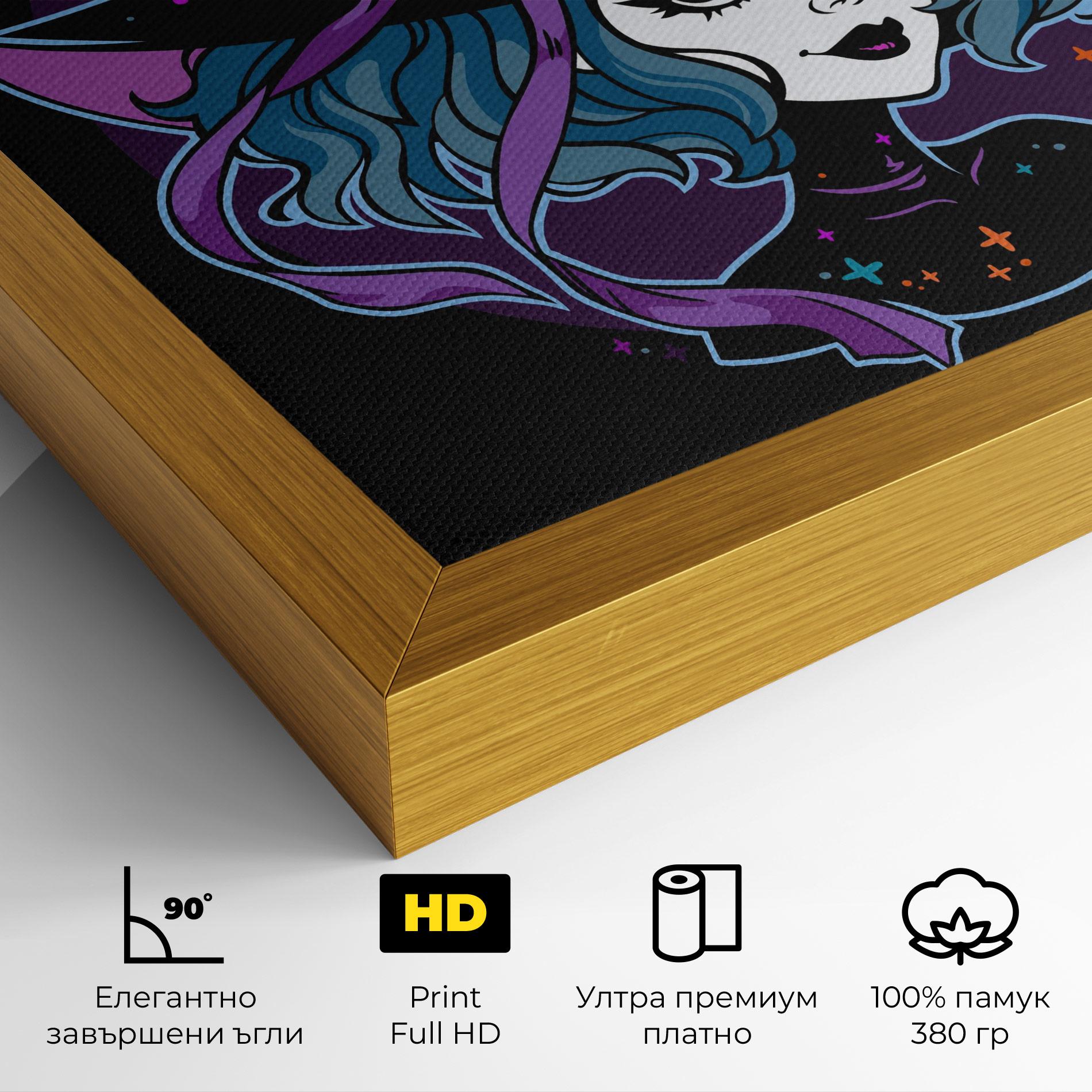 Картина на платно Cute Purple Witch mockup 4