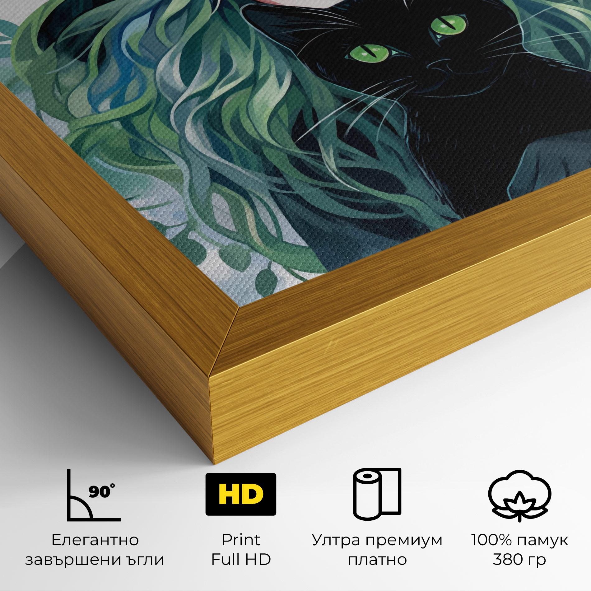 Картина на платно Magic Cat Witch mockup 4