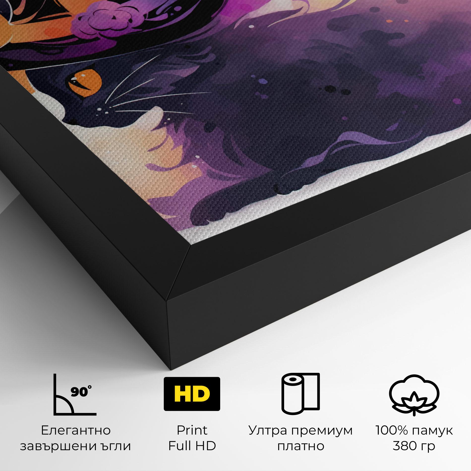 Картина на платно Cat Witch mockup 4