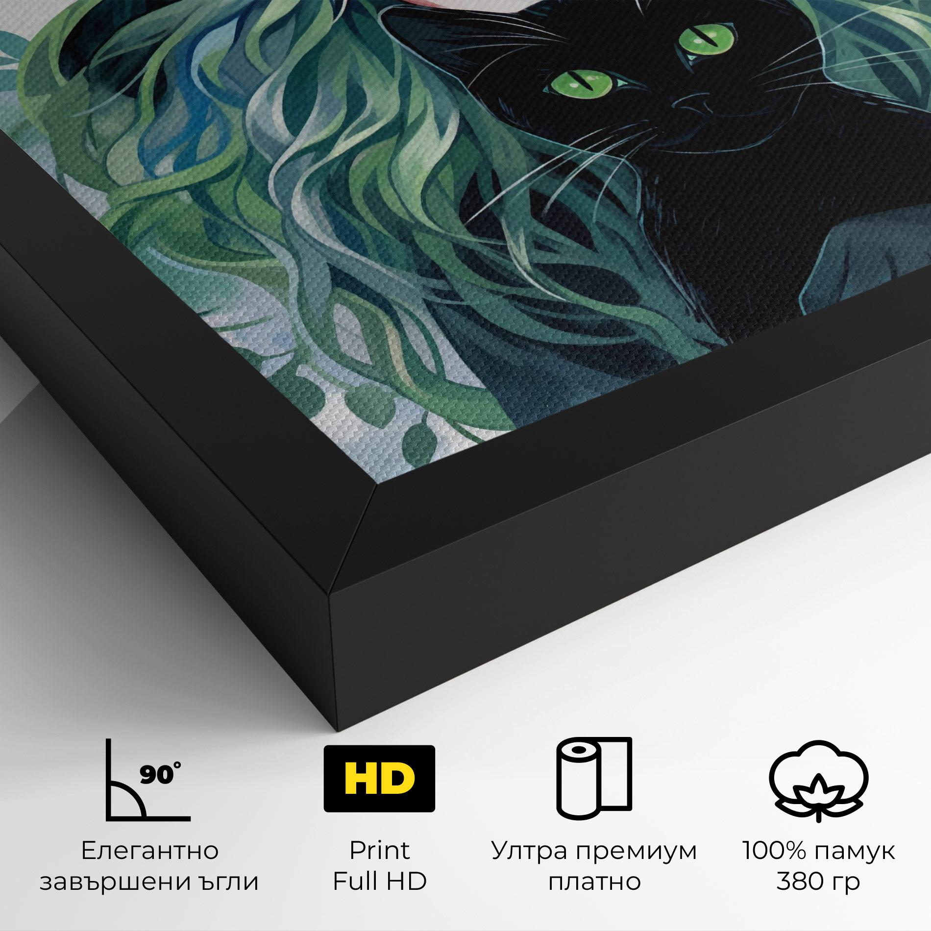 Картина на платно Magic Cat Witch mockup 4