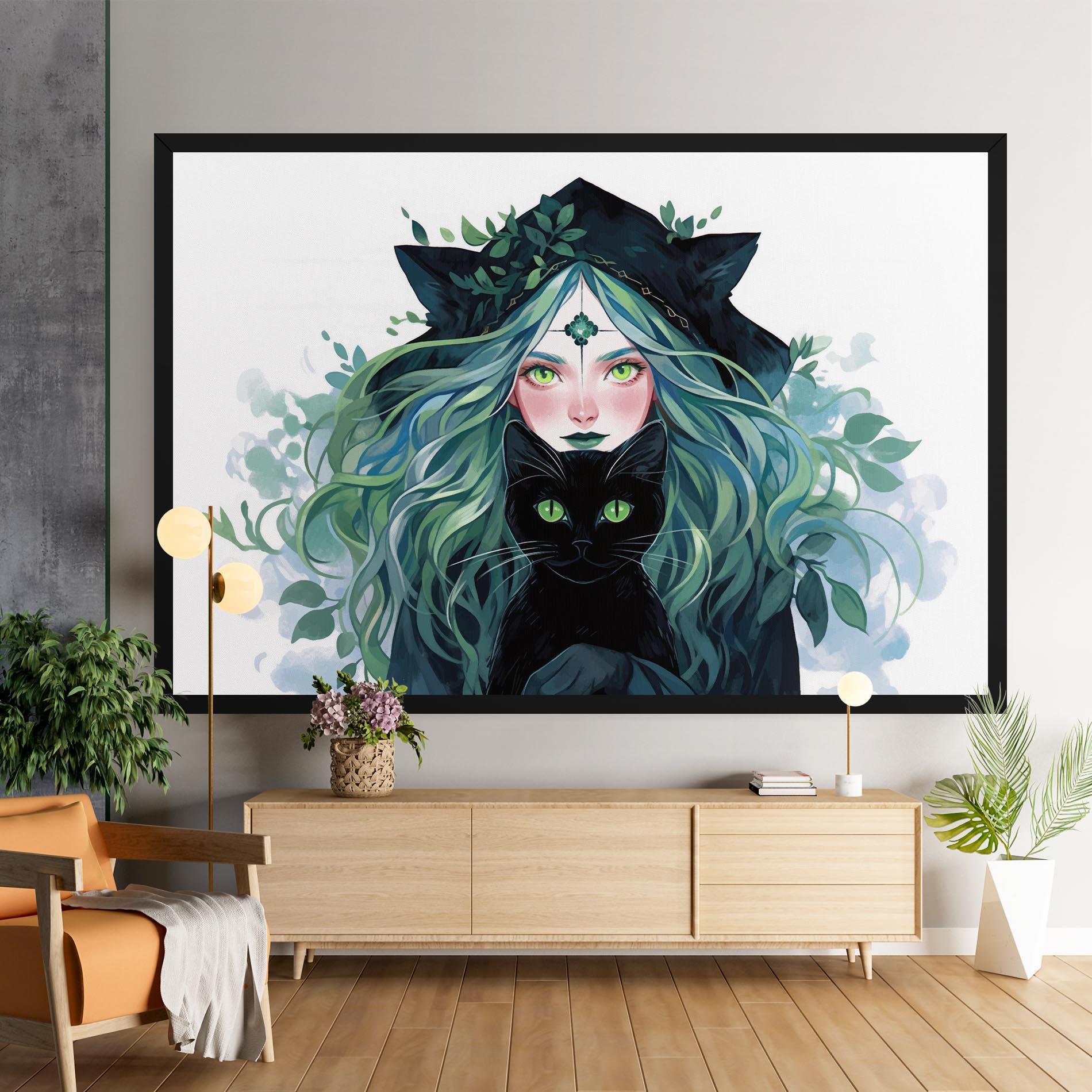 Картина на платно Magic Cat Witch mockup 9