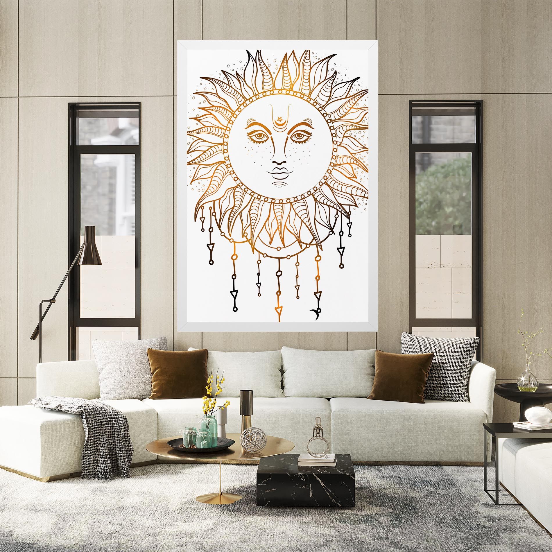 Gold Sun Face mockup 2