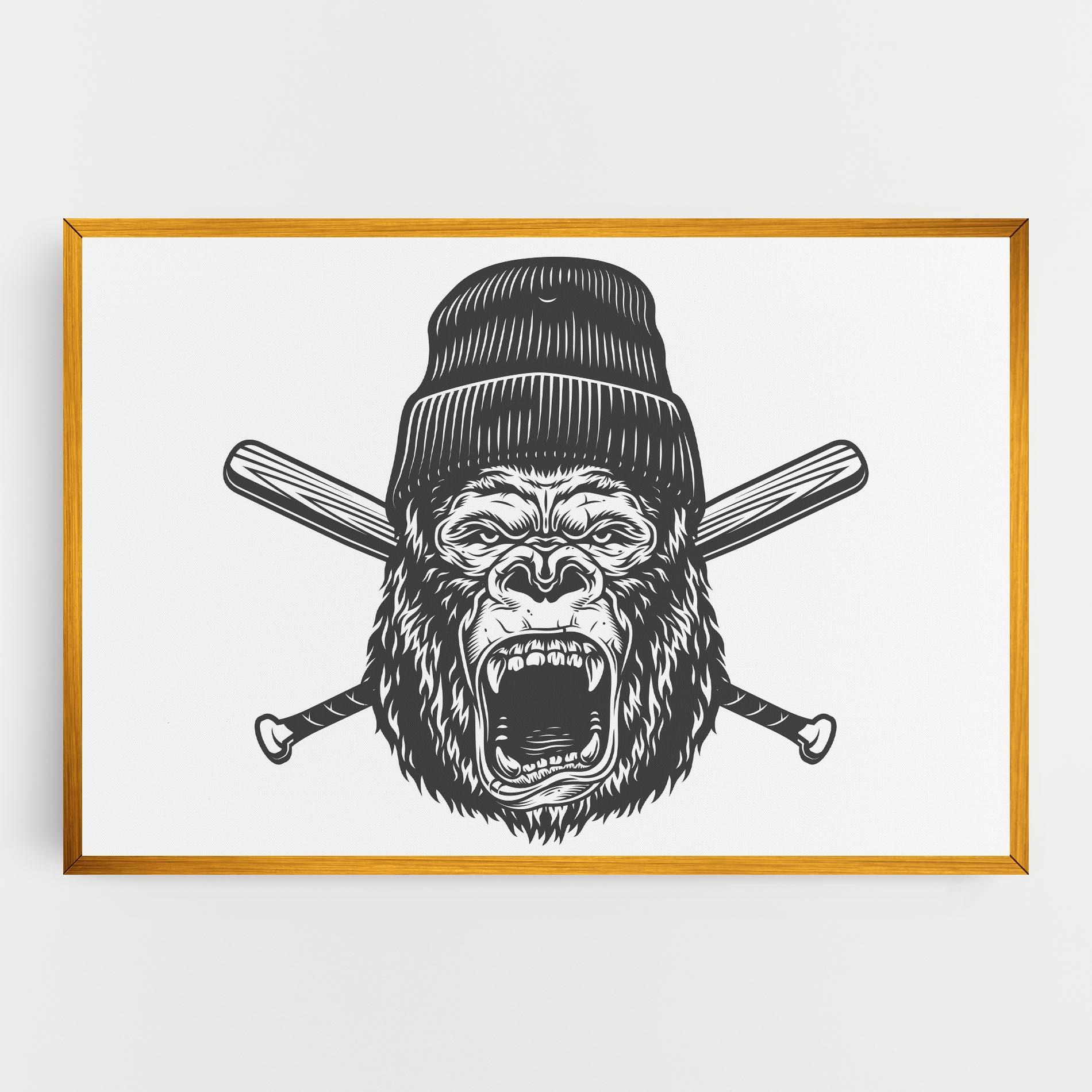 Картина на платно Baseball Gorilla mockup 0