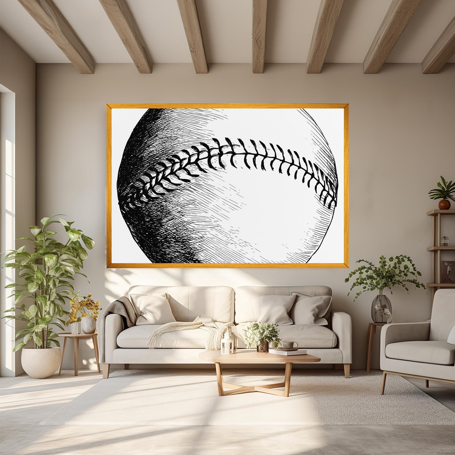 Картина на платно Baseball Black Line mockup 6