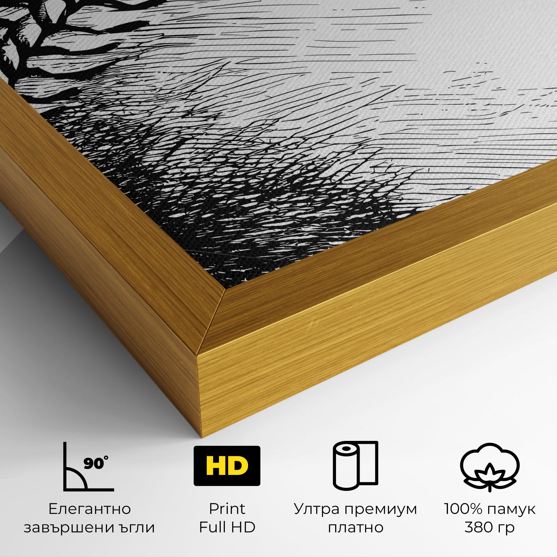 Картина на платно Baseball Black Line mockup 4