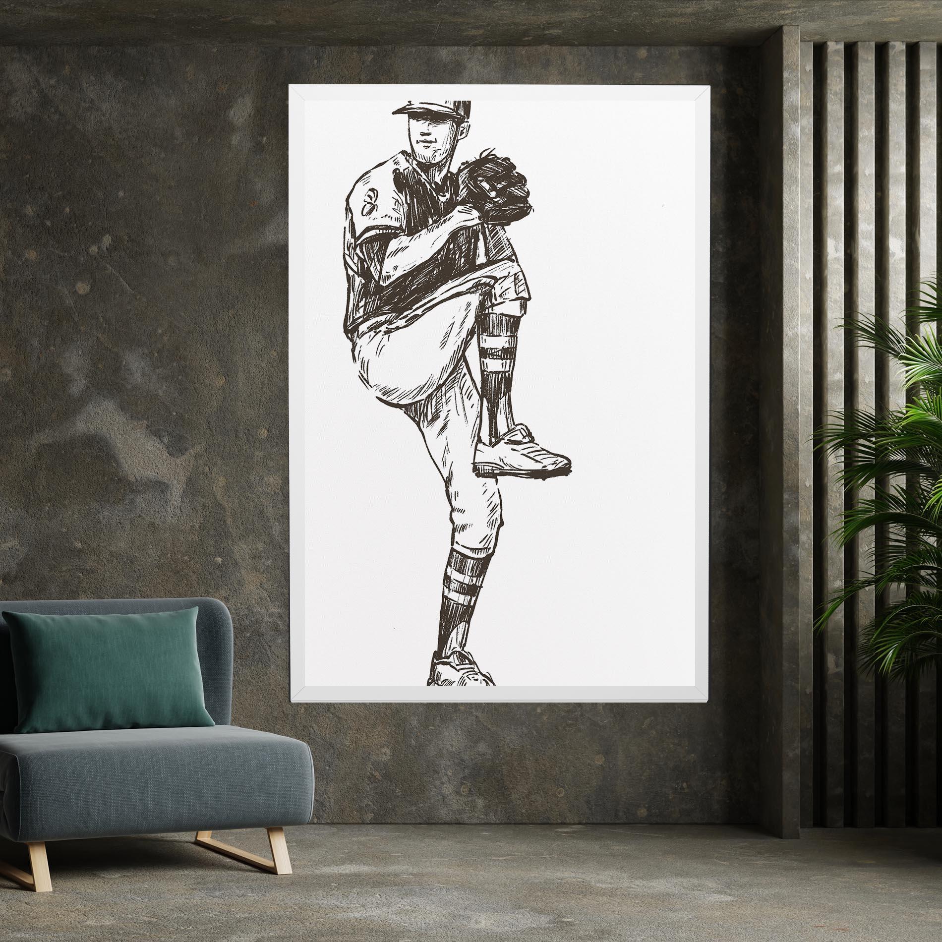 Картина на платно Baseball Player Line mockup 7