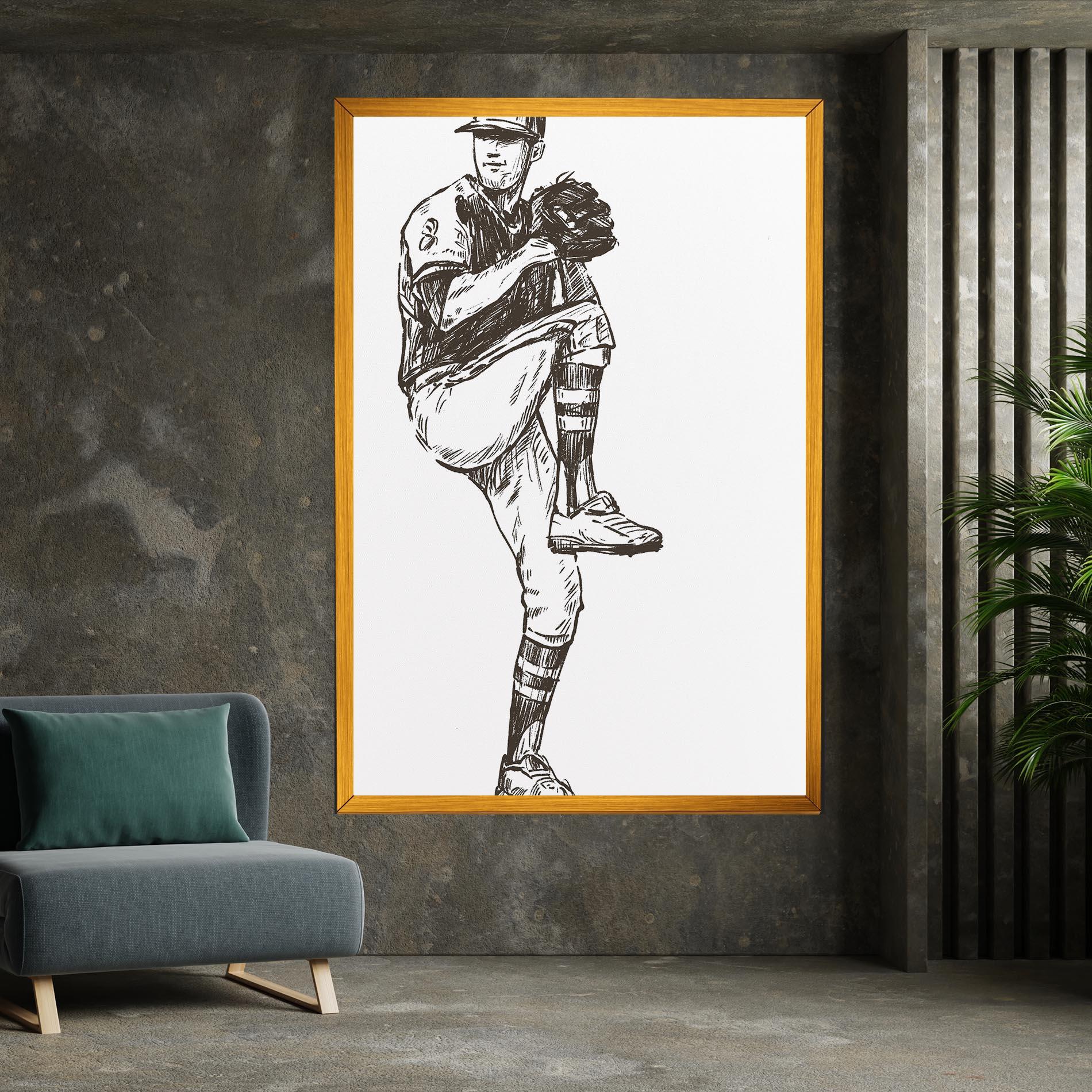 Картина на платно Baseball Player Line mockup 7