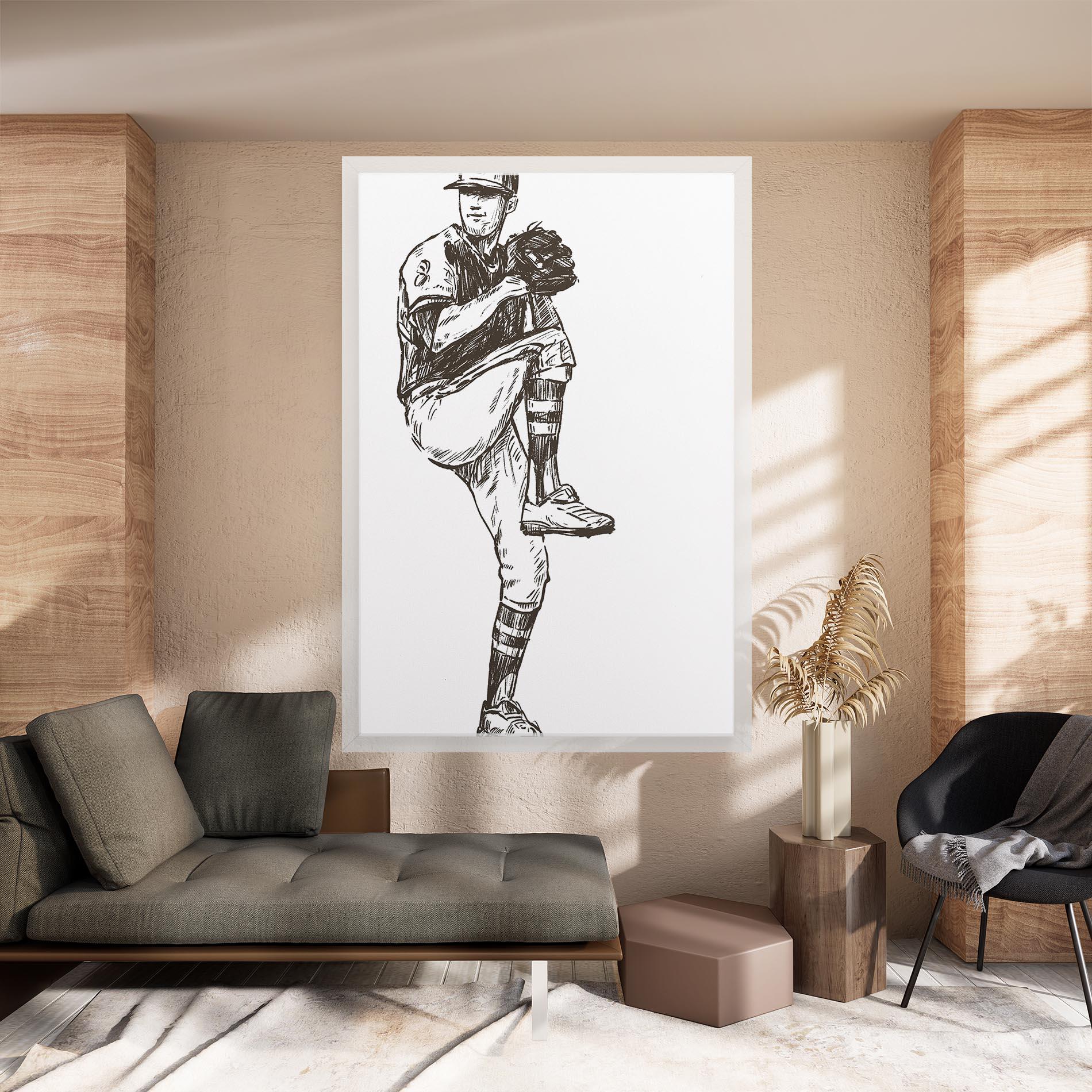 Картина на платно Baseball Player Line mockup 8