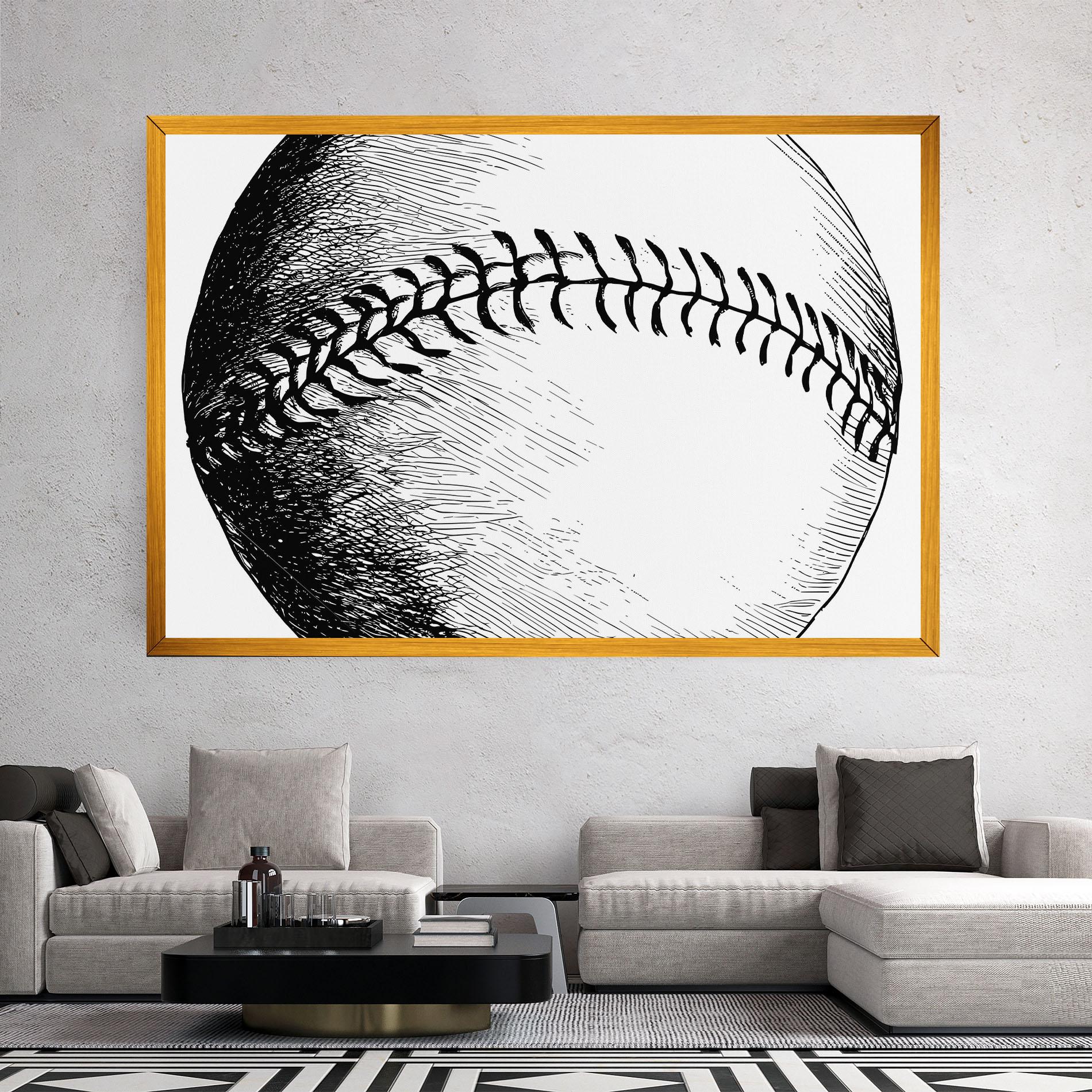 Картина на платно Baseball Black Line mockup 2