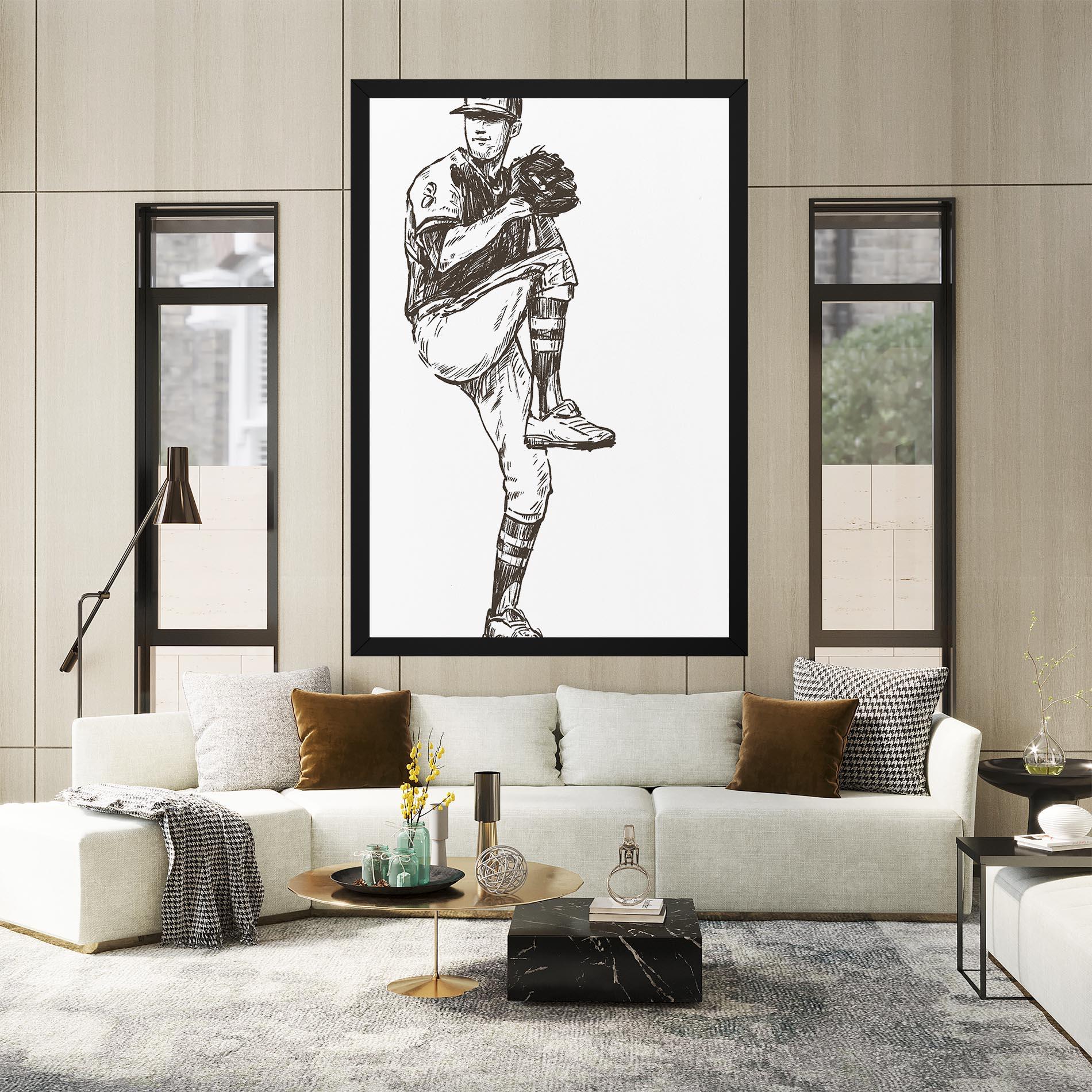 Картина на платно Baseball Player Line mockup 2