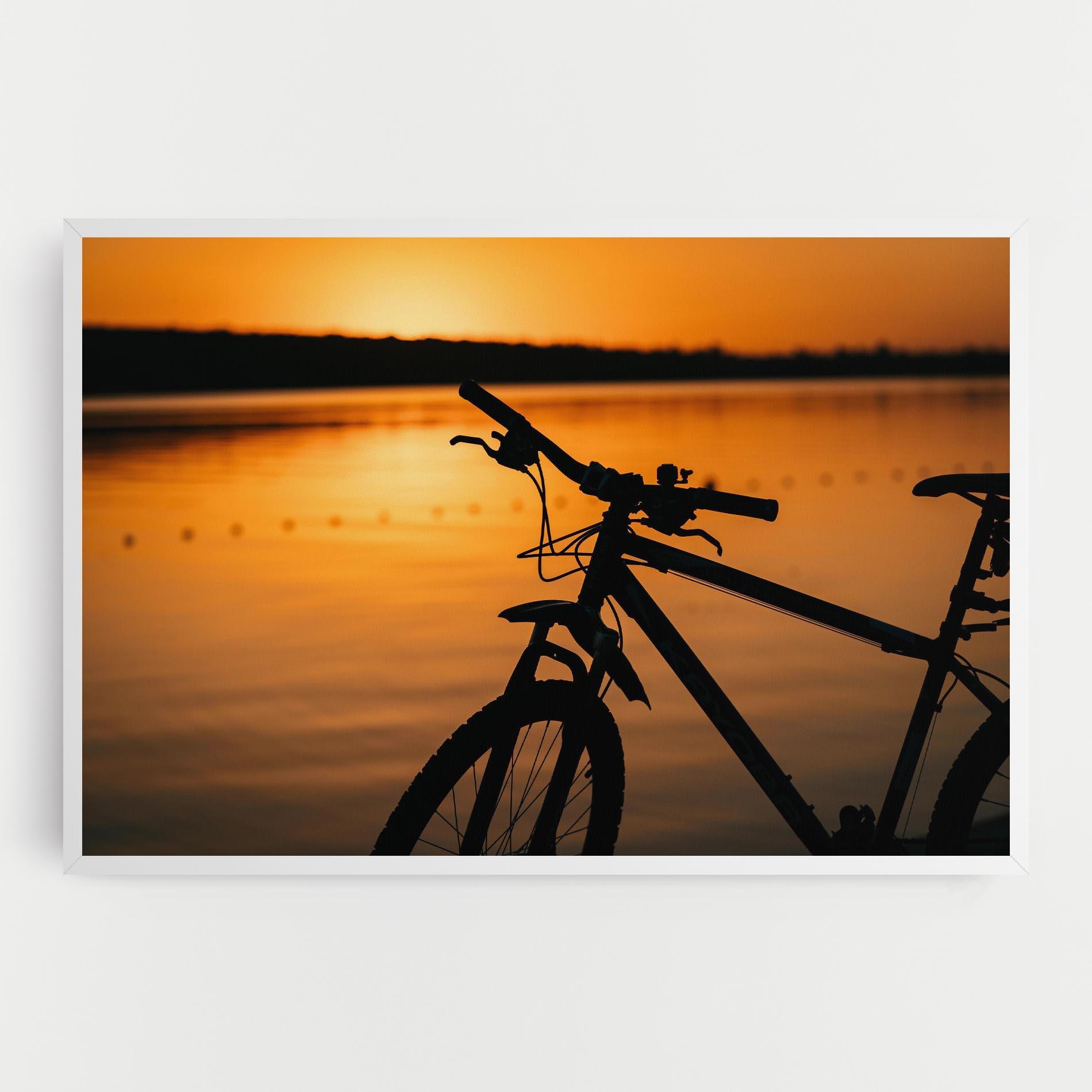 Картина на платно Sunset Lake Bike mockup 0