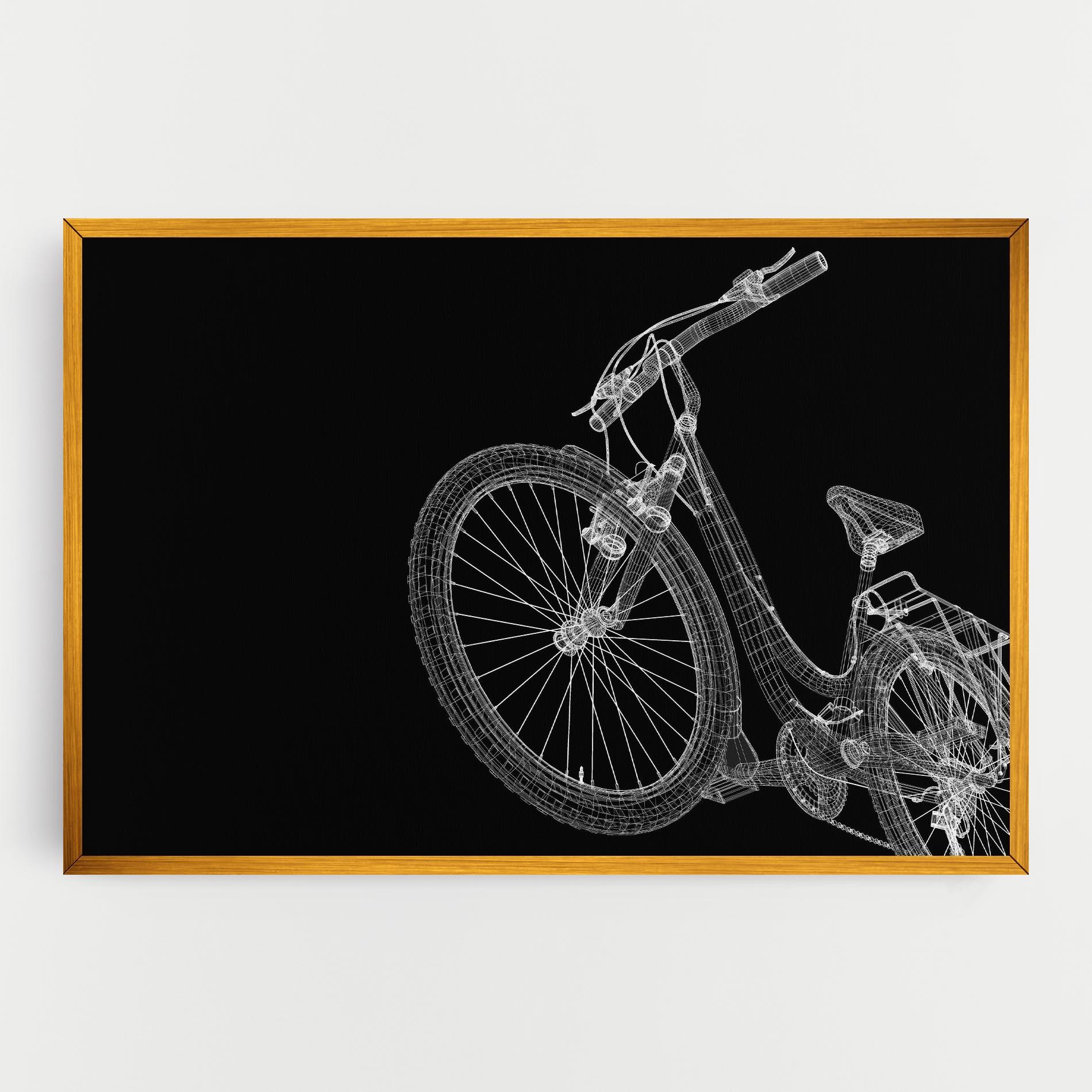 Картина на платно 3d Bike Model On Black mockup 0