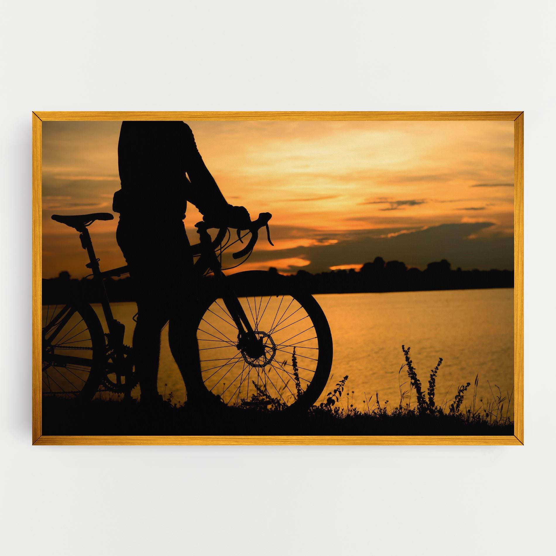 Картина на платно Bicycle Sunset Silhouette mockup 0