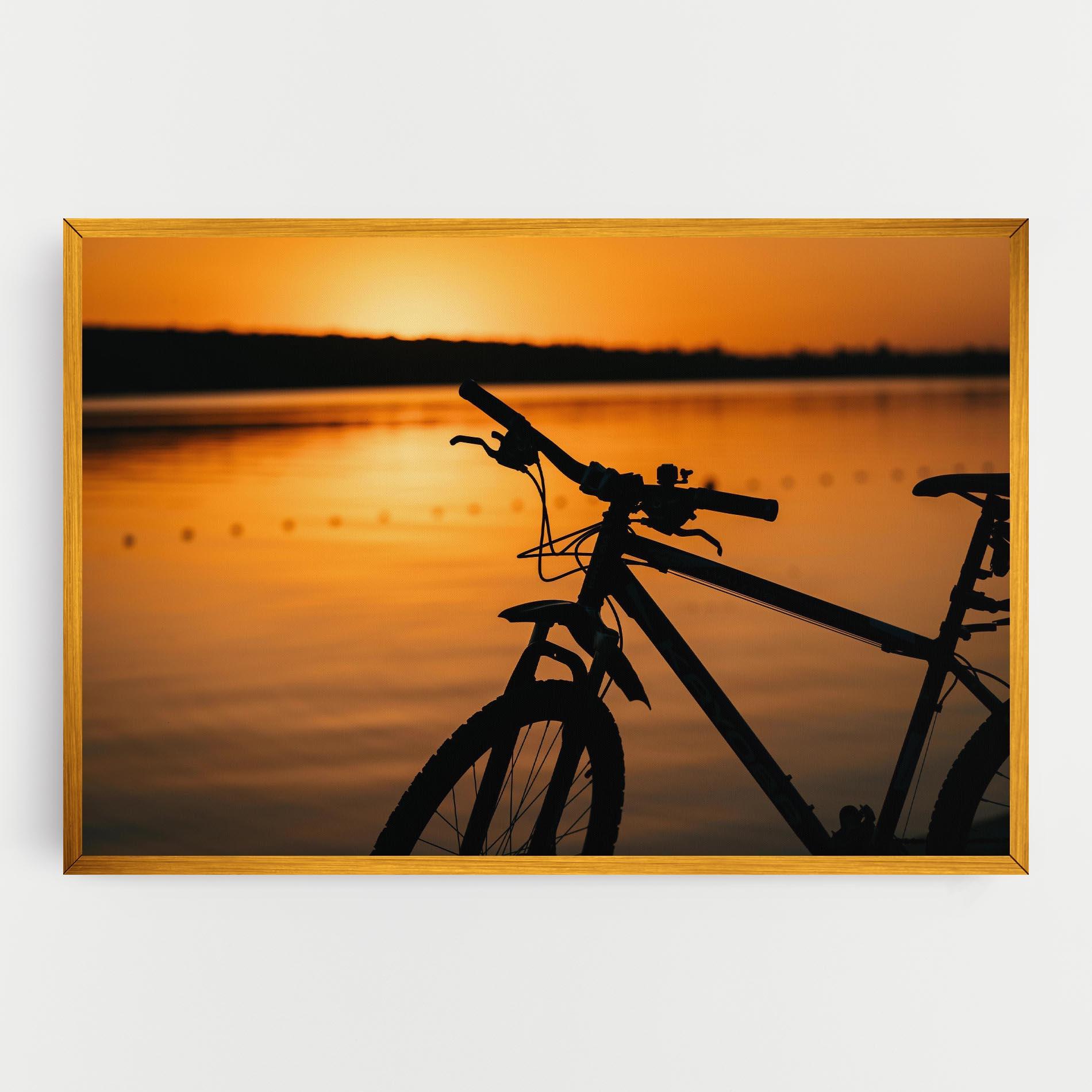 Картина на платно Sunset Lake Bike mockup 0