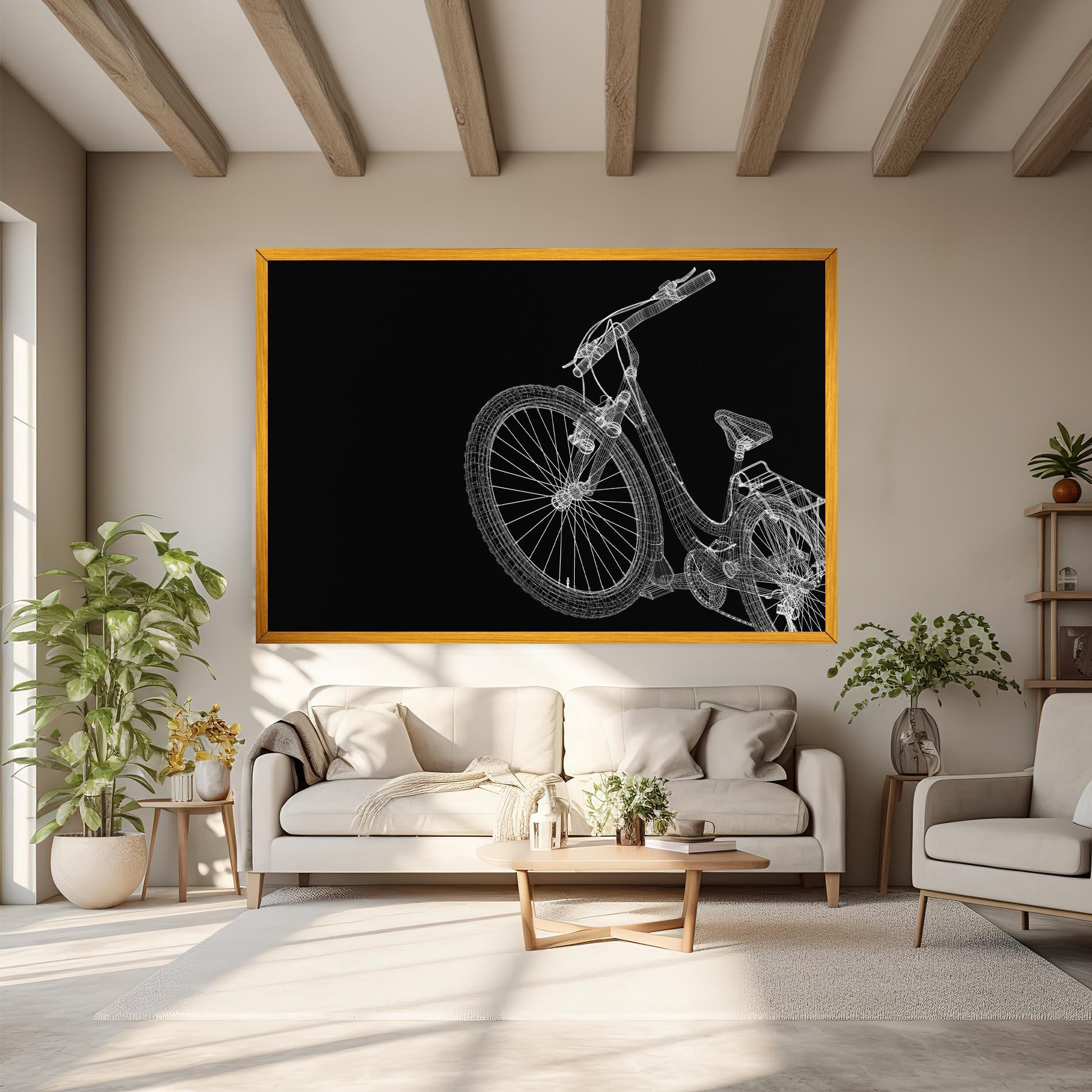 Картина на платно 3d Bike Model On Black mockup 6
