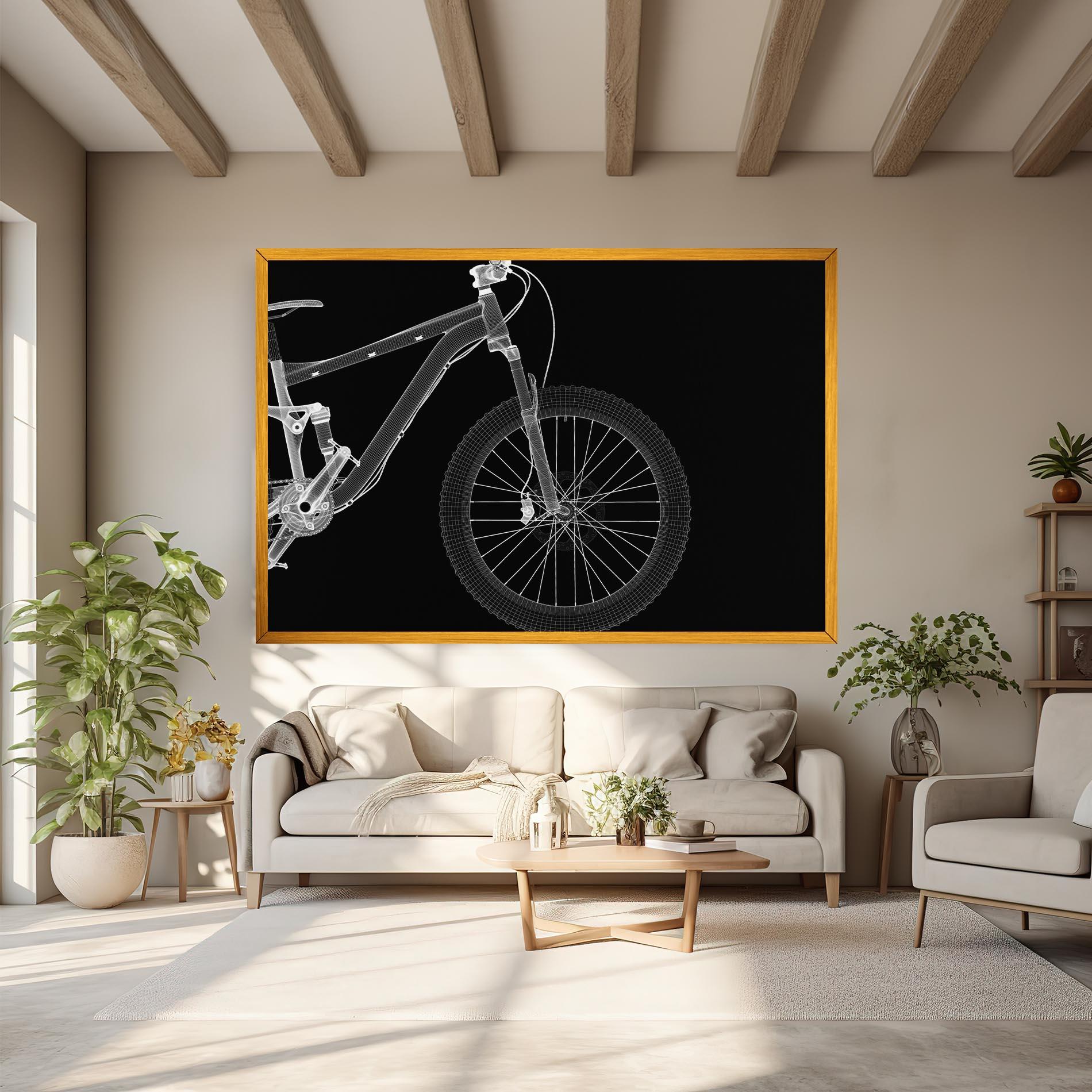 Картина на платно 3d White Model Bike mockup 6