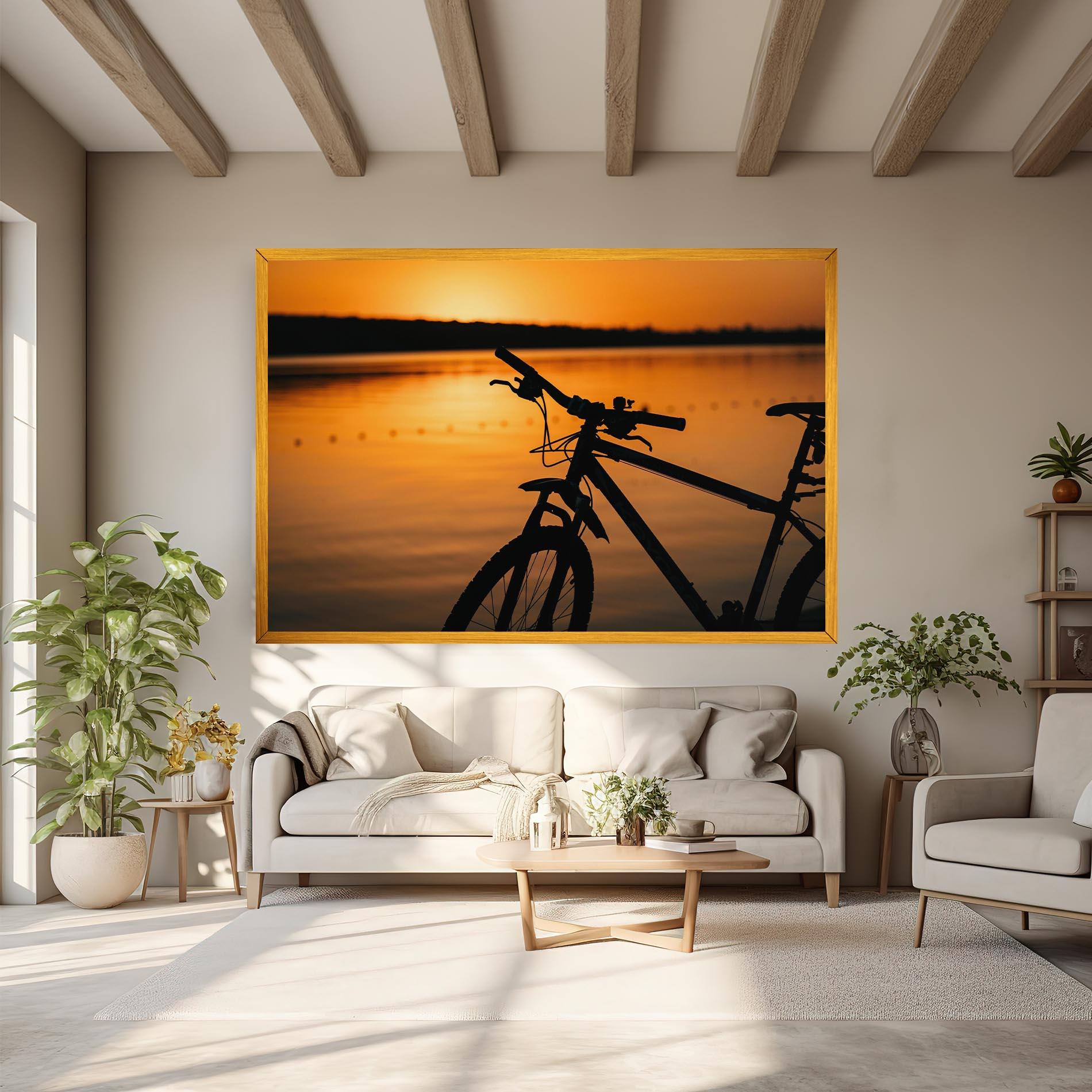 Картина на платно Sunset Lake Bike mockup 6
