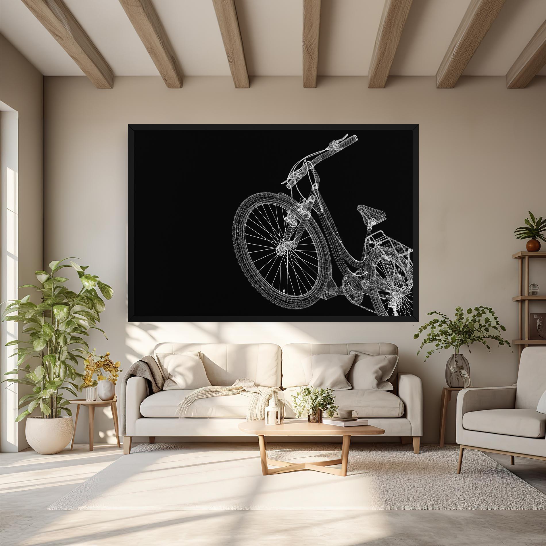 Картина на платно 3d Bike Model On Black mockup 6