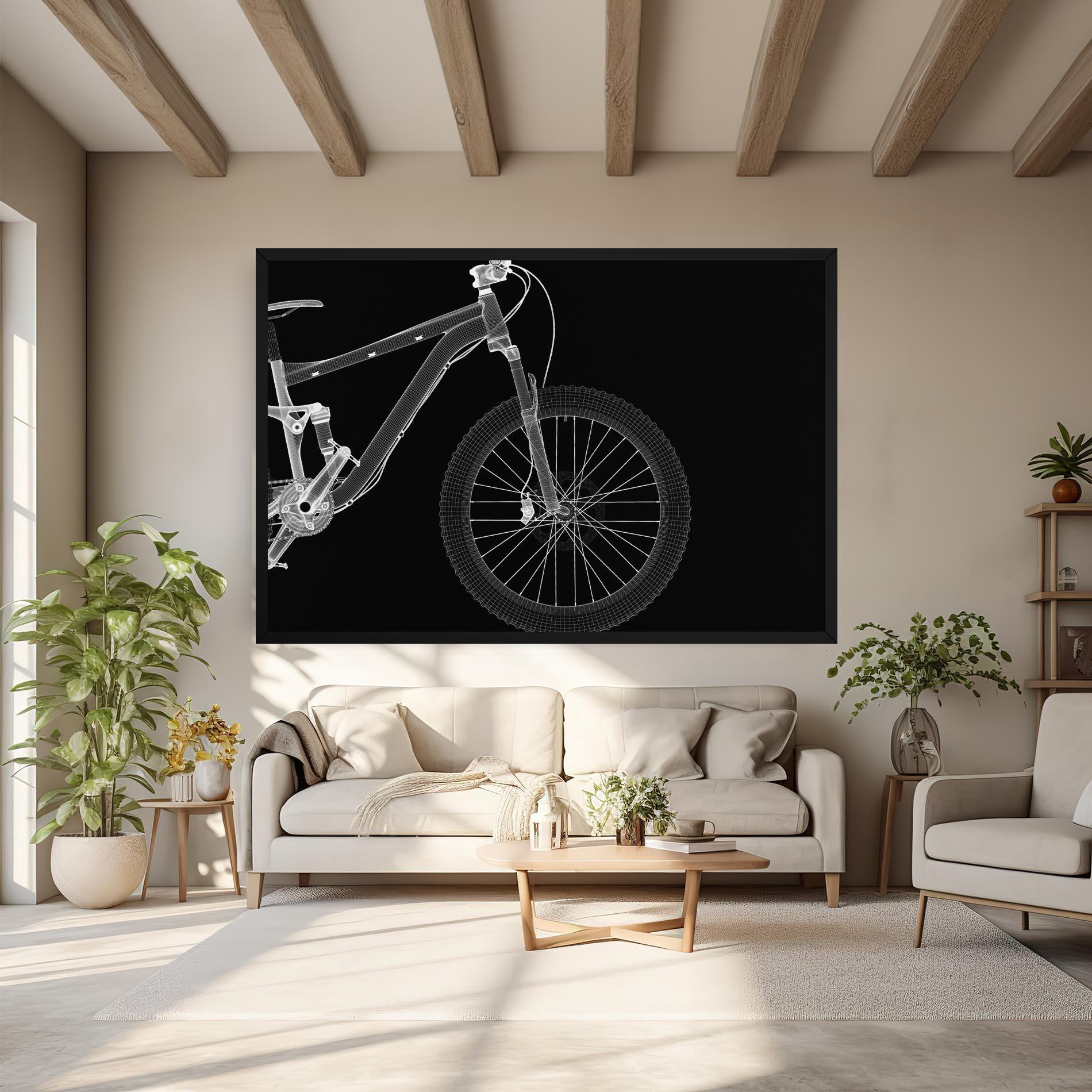 Картина на платно 3d White Model Bike mockup 6