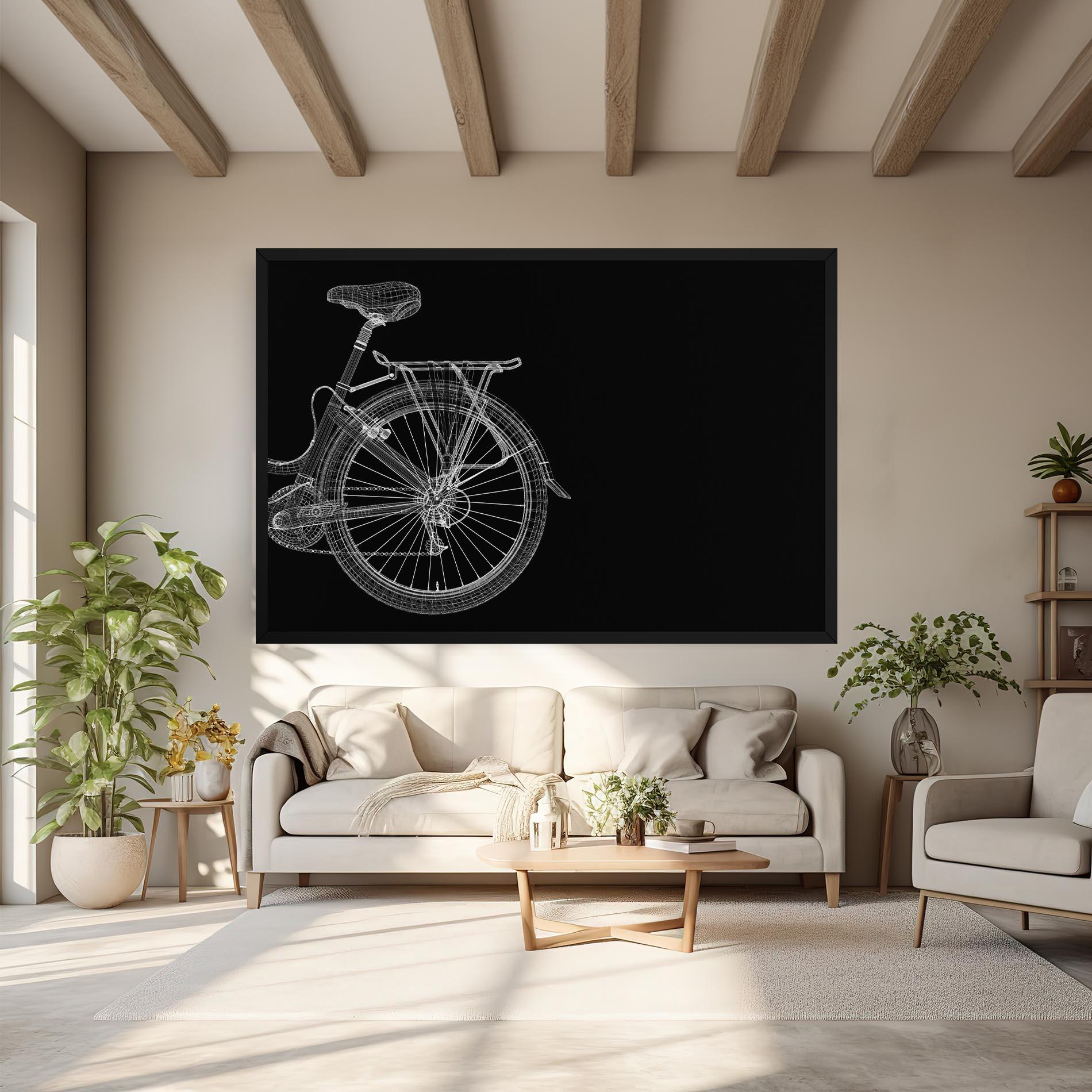 Картина на платно 3d Wire Model Bike mockup 6