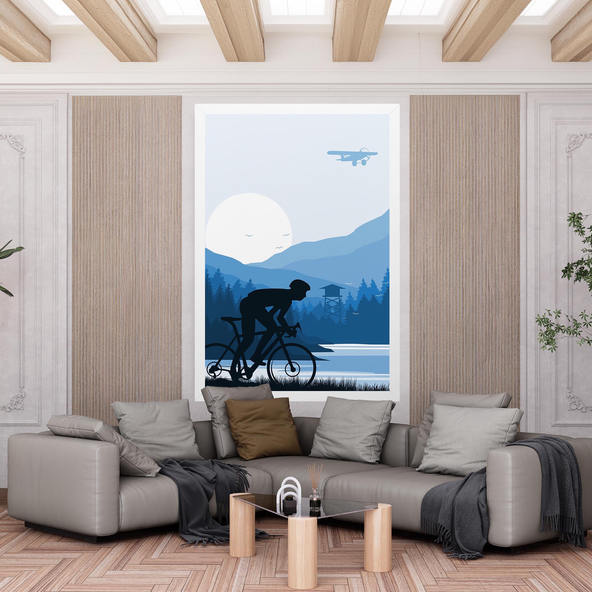Картина на платно Blue Light Bike mockup 6