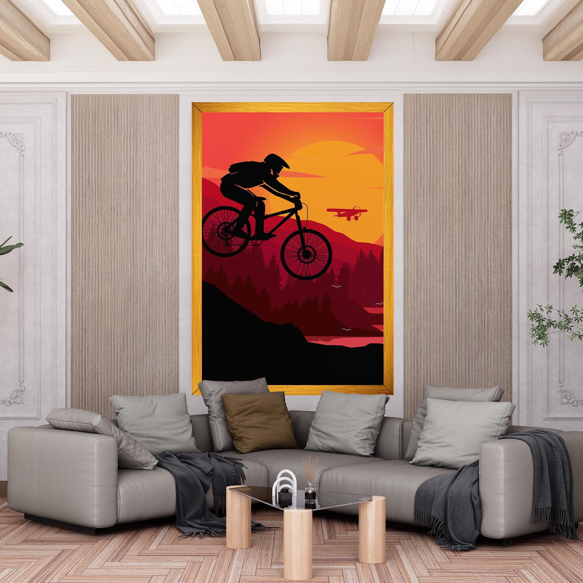 Картина на платно Mountain Bike Sunset mockup 6
