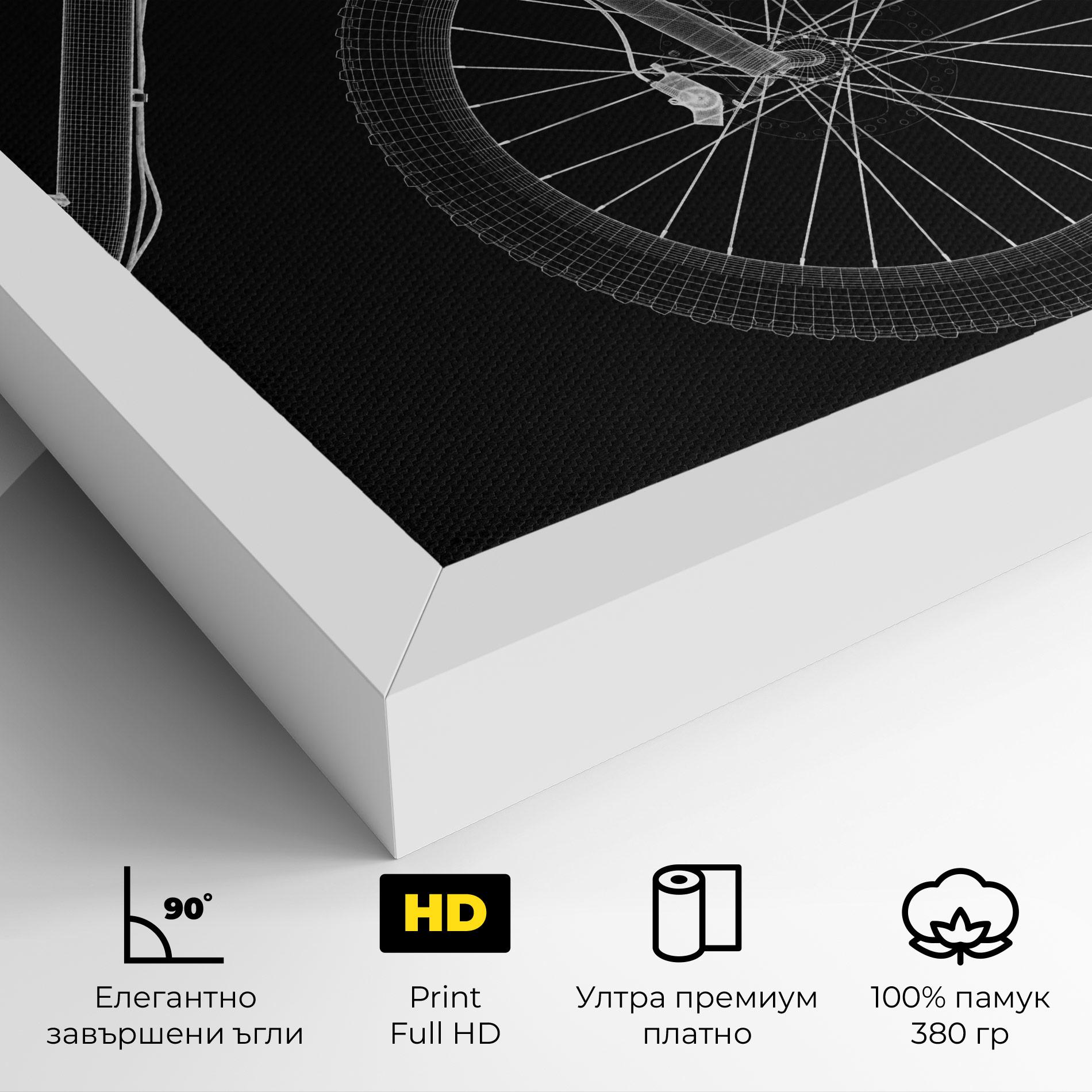Картина на платно 3d White Model Bike mockup 4