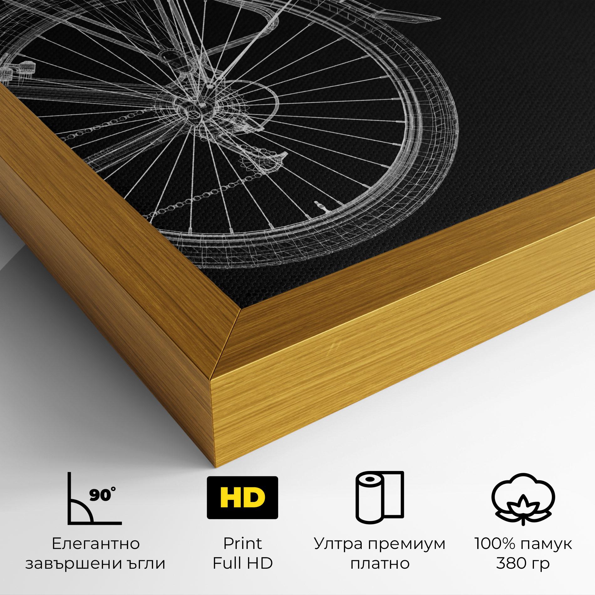 Картина на платно 3d Wire Model Bike mockup 4