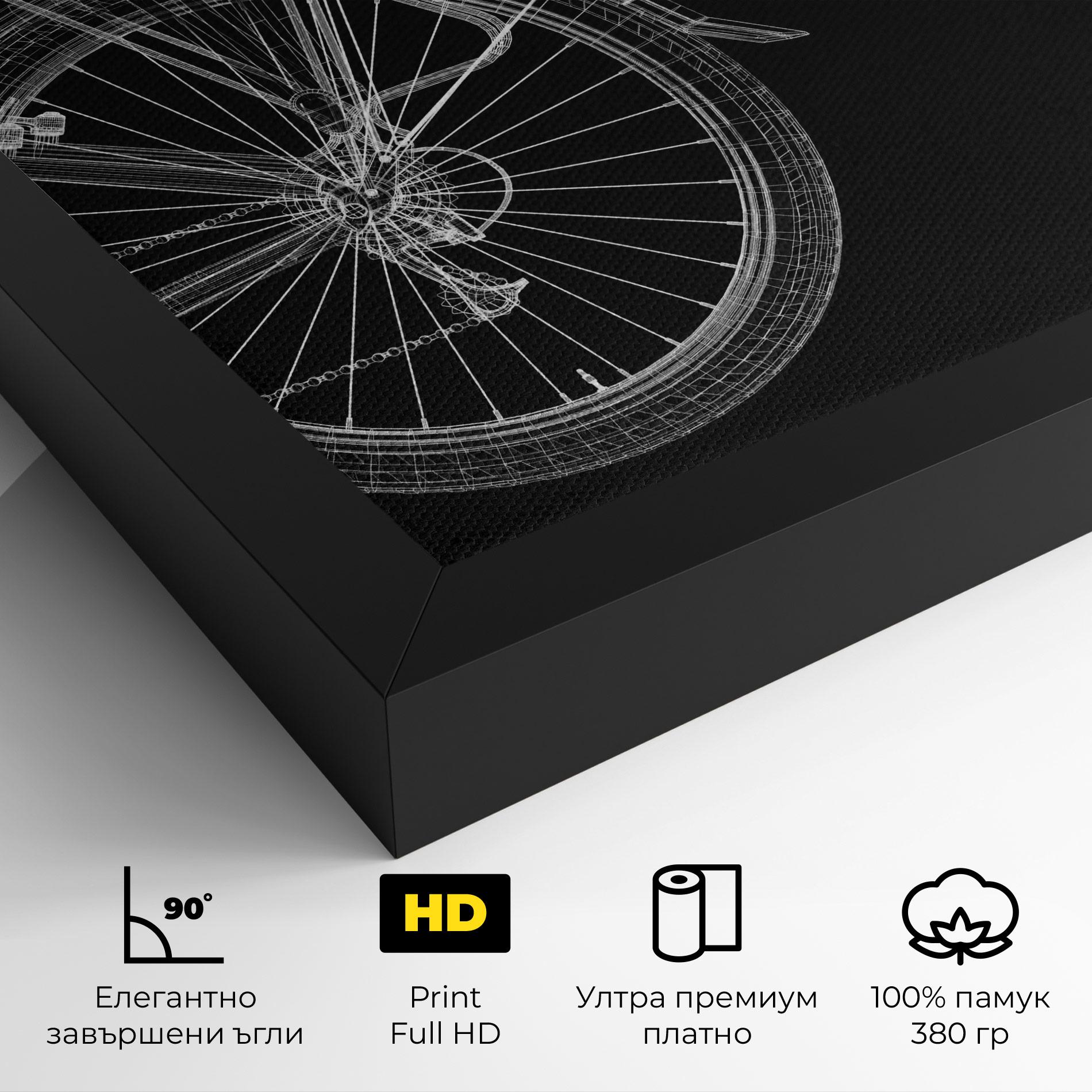 Картина на платно 3d Wire Model Bike mockup 4