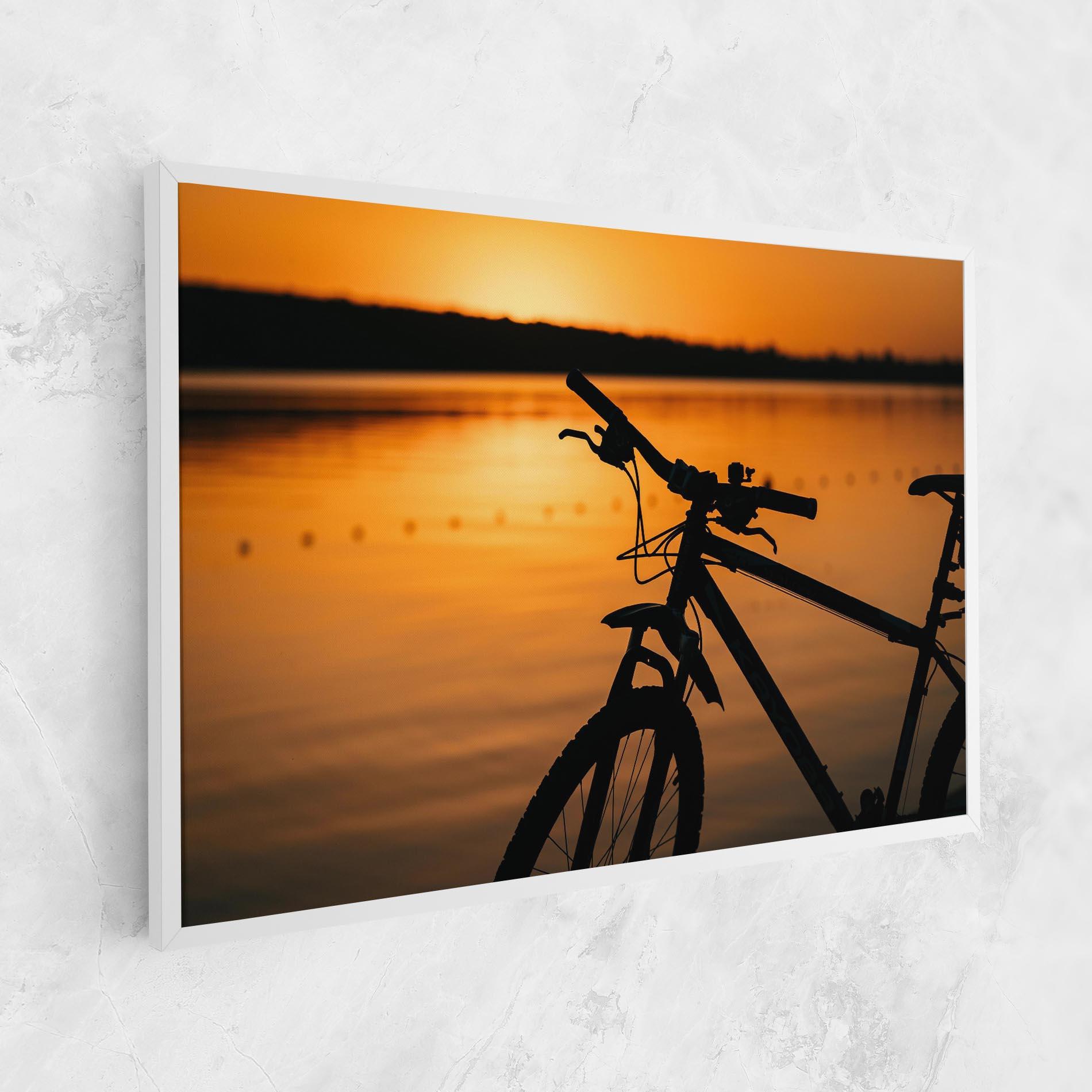 Картина на платно Sunset Lake Bike mockup 1