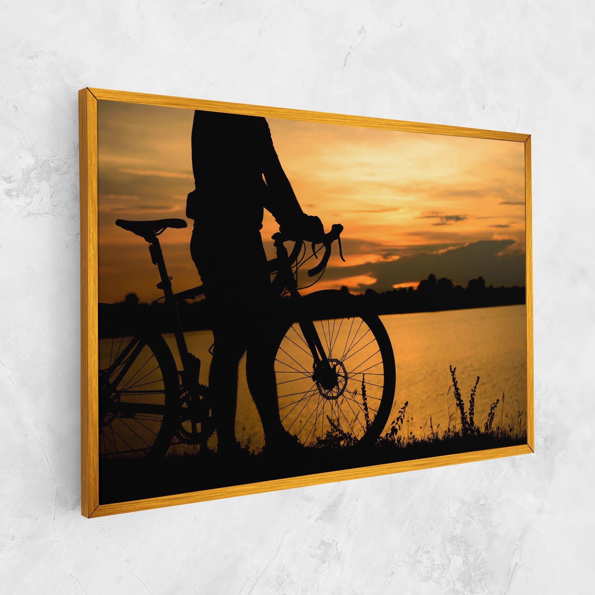 Картина на платно Bicycle Sunset Silhouette mockup 1