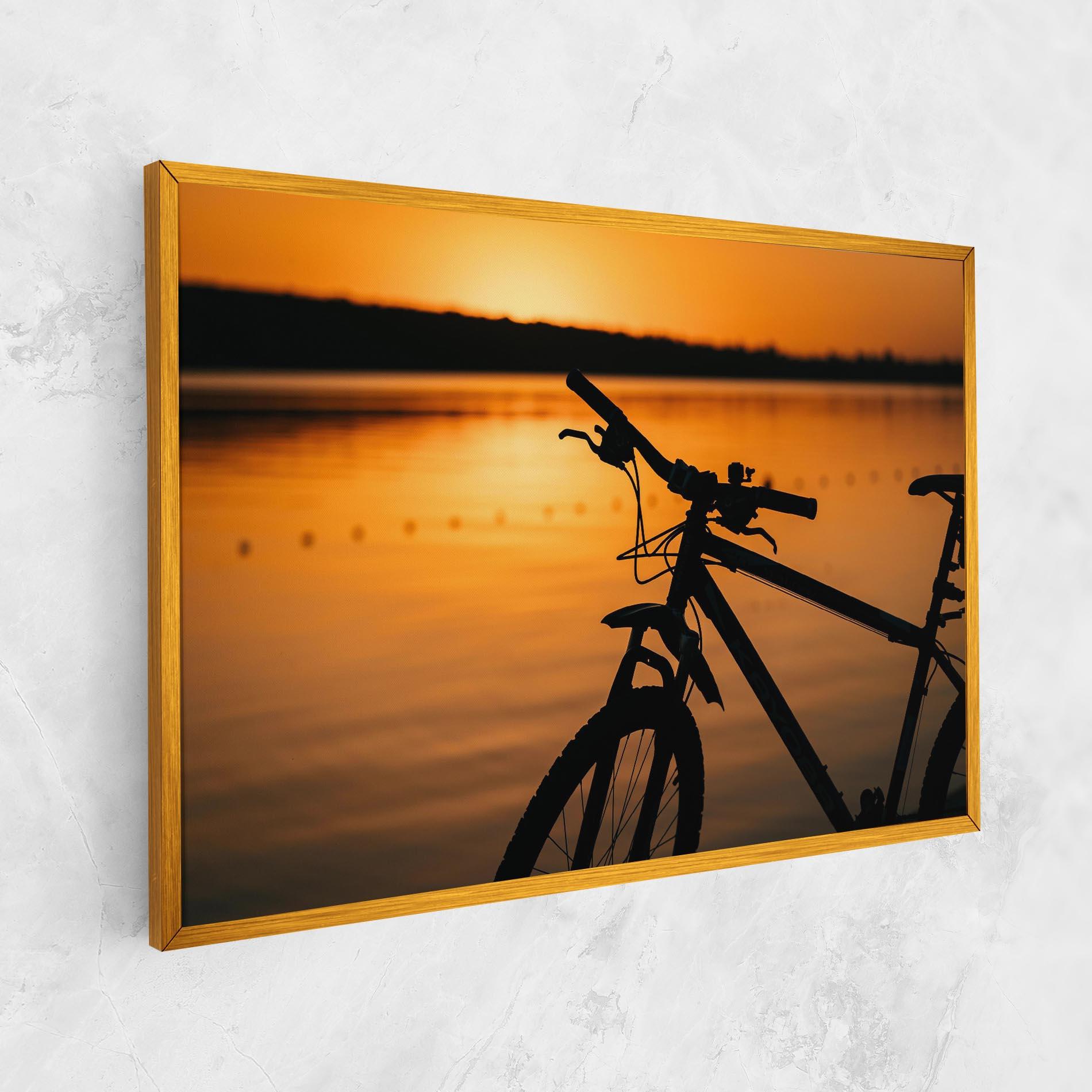 Картина на платно Sunset Lake Bike mockup 1