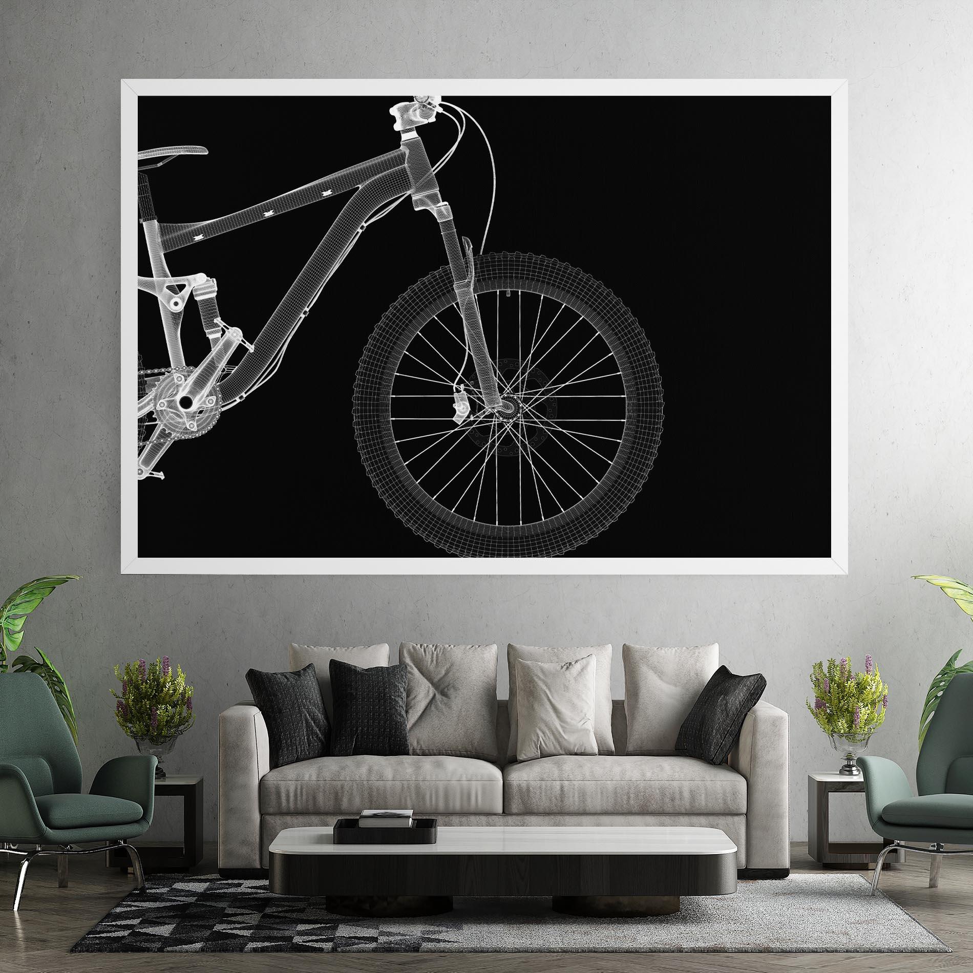 Картина на платно 3d White Model Bike mockup 7