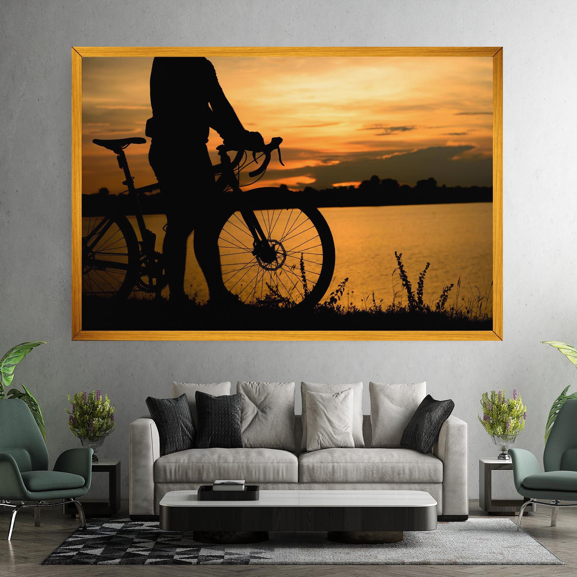 Картина на платно Bicycle Sunset Silhouette mockup 7