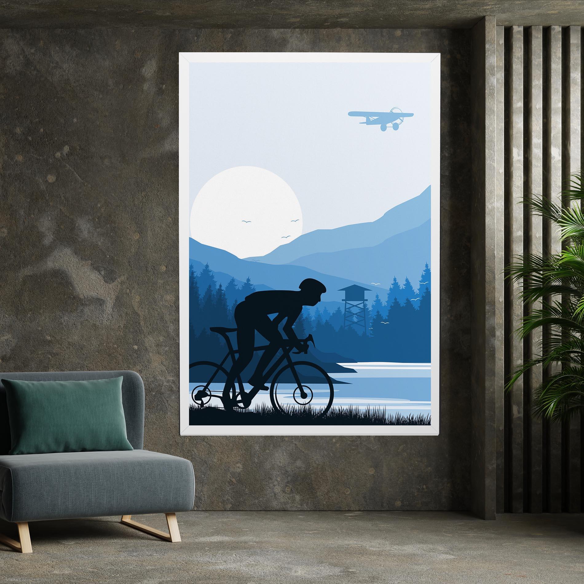Картина на платно Blue Light Bike mockup 7