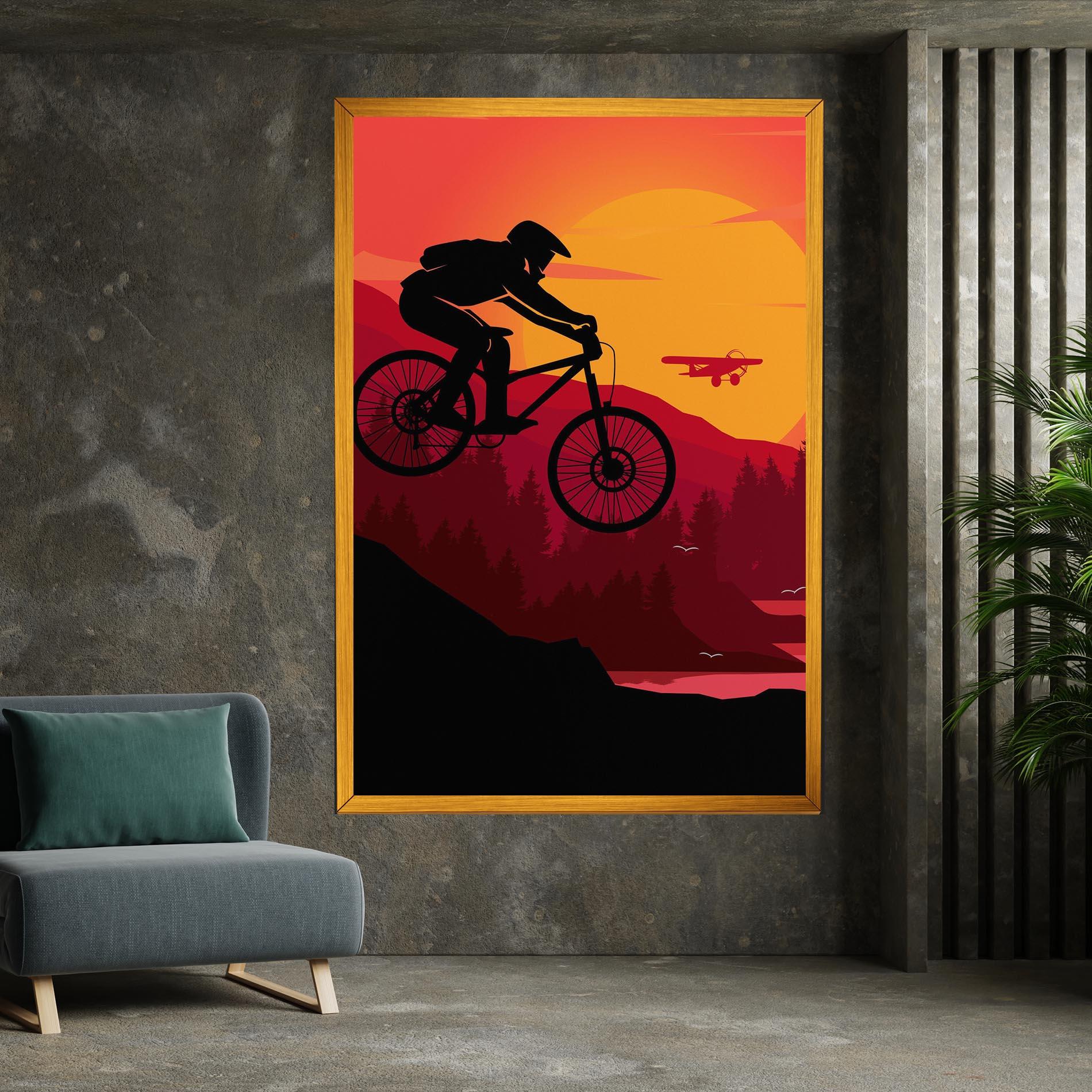 Картина на платно Mountain Bike Sunset mockup 7