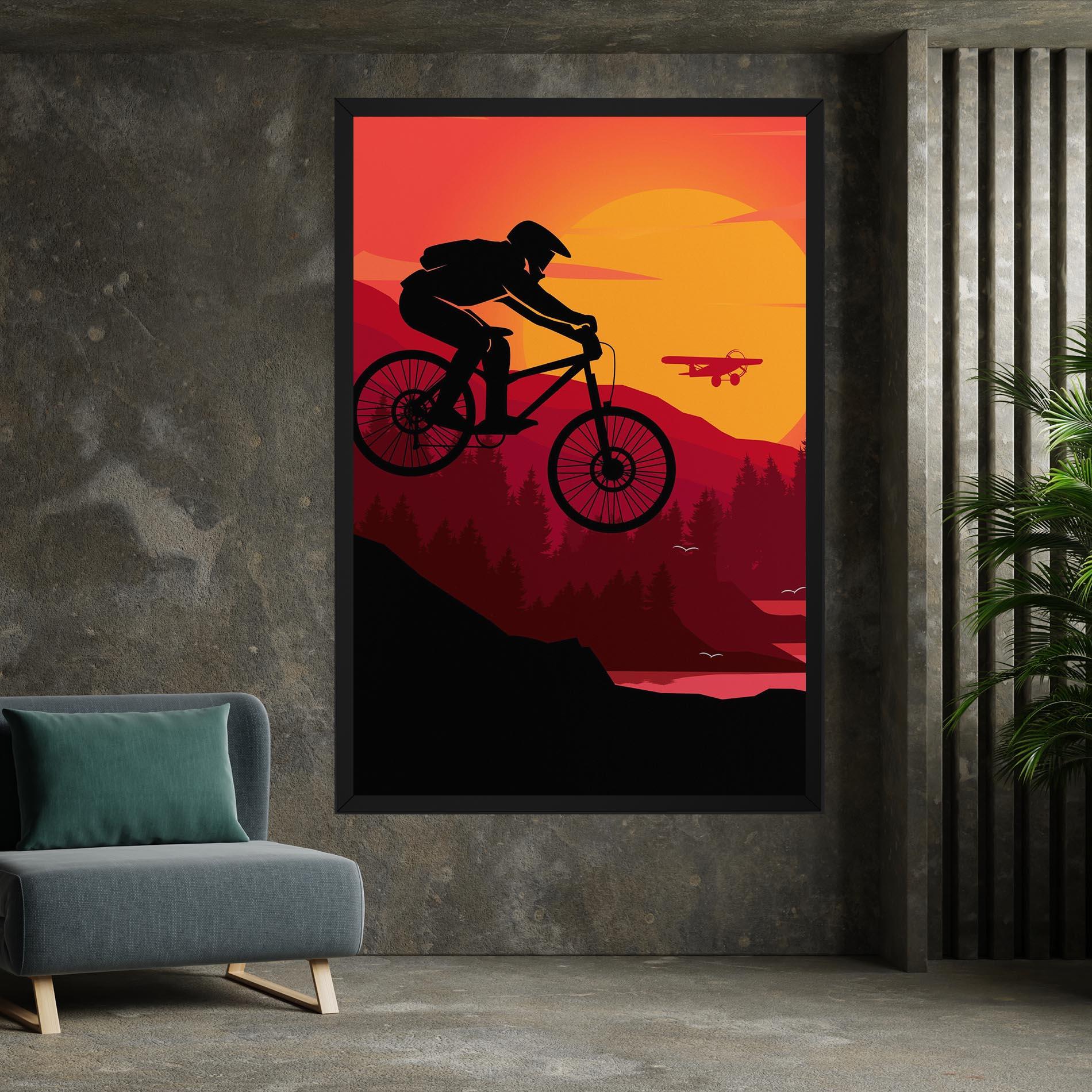 Картина на платно Mountain Bike Sunset mockup 7