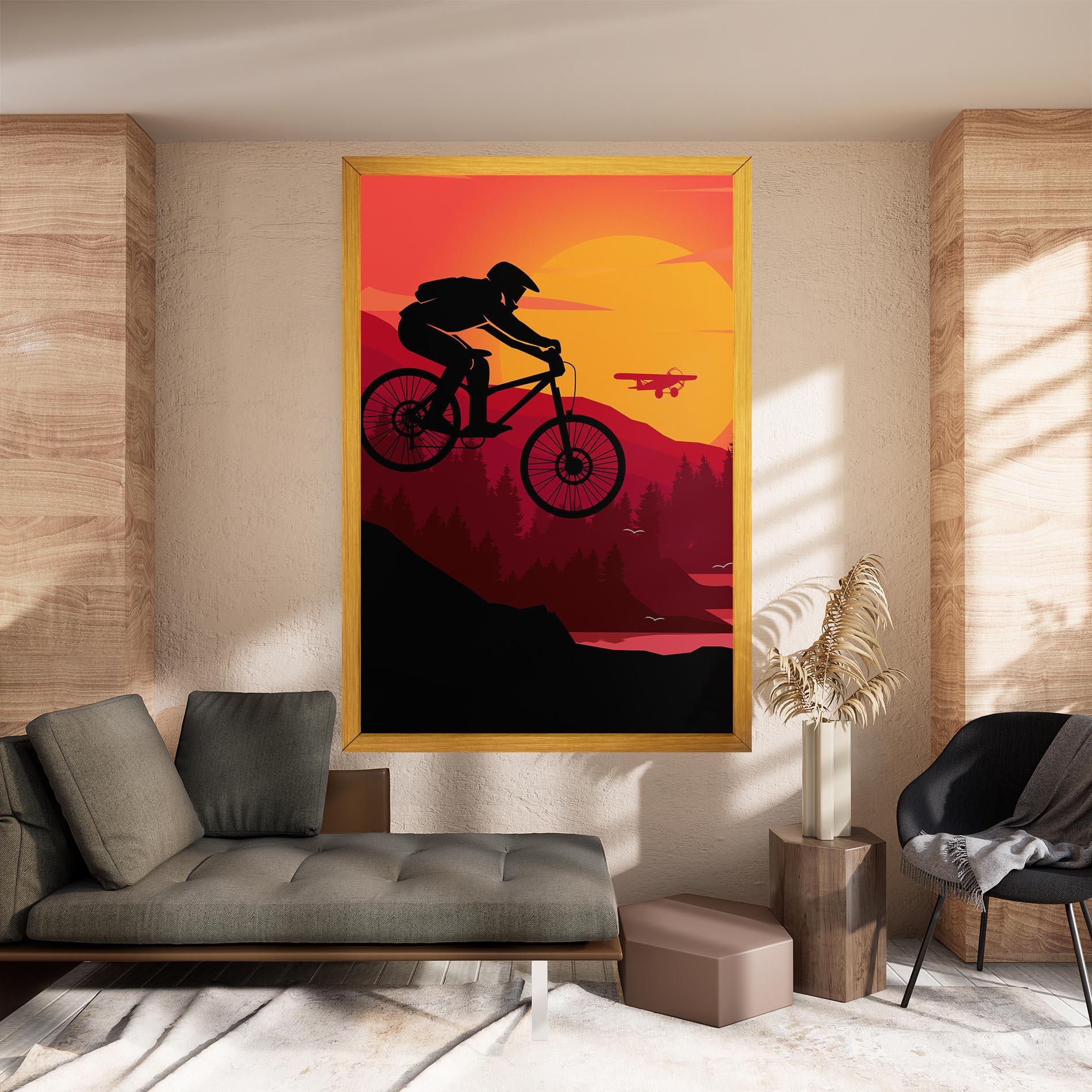 Картина на платно Mountain Bike Sunset mockup 8