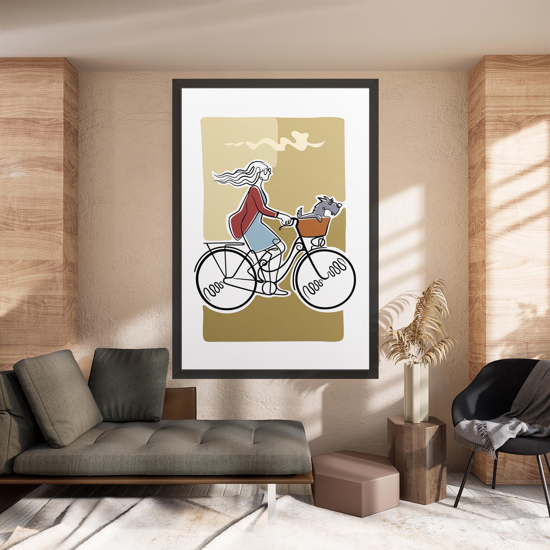 Картина на платно Dog On Bike mockup 8