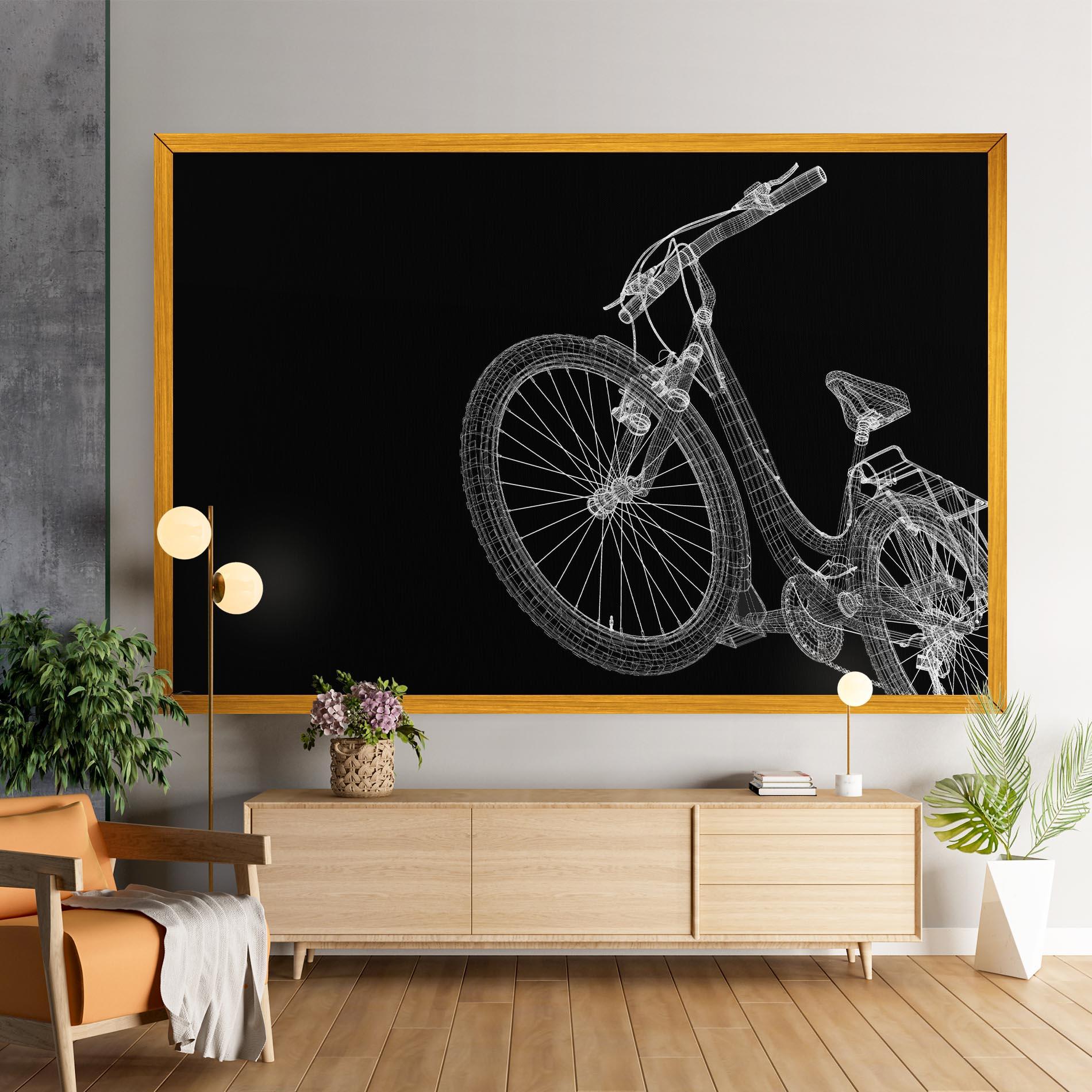 Картина на платно 3d Bike Model On Black mockup 9
