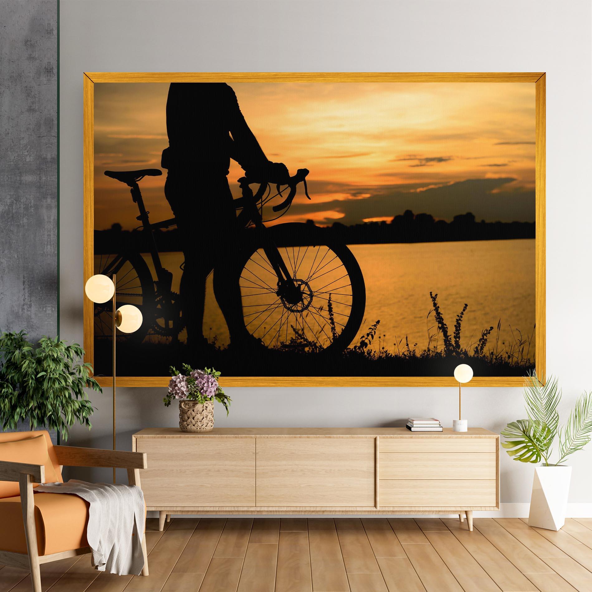 Картина на платно Bicycle Sunset Silhouette mockup 9