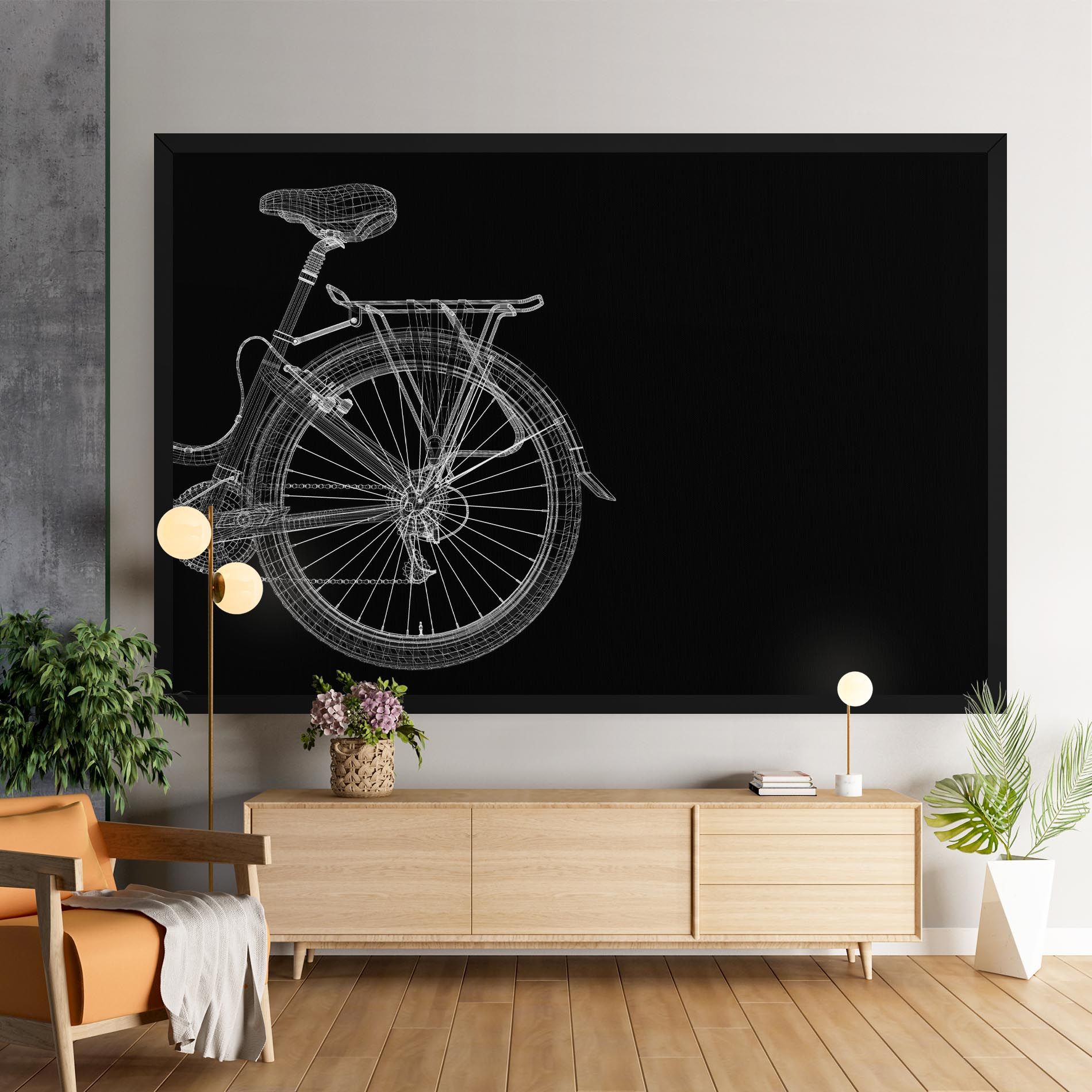 3d Wire Model Bike mockup 9