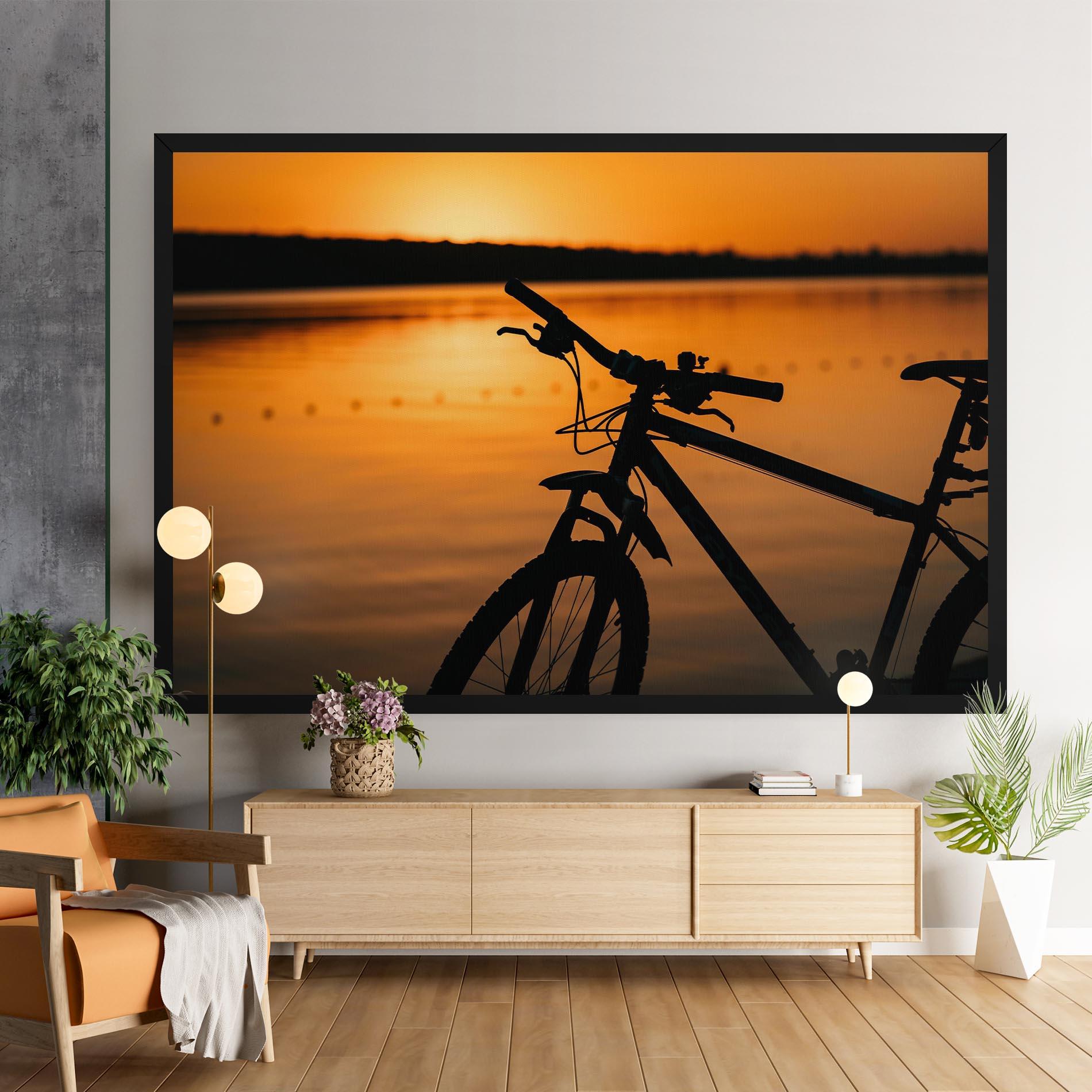 Картина на платно Sunset Lake Bike mockup 9