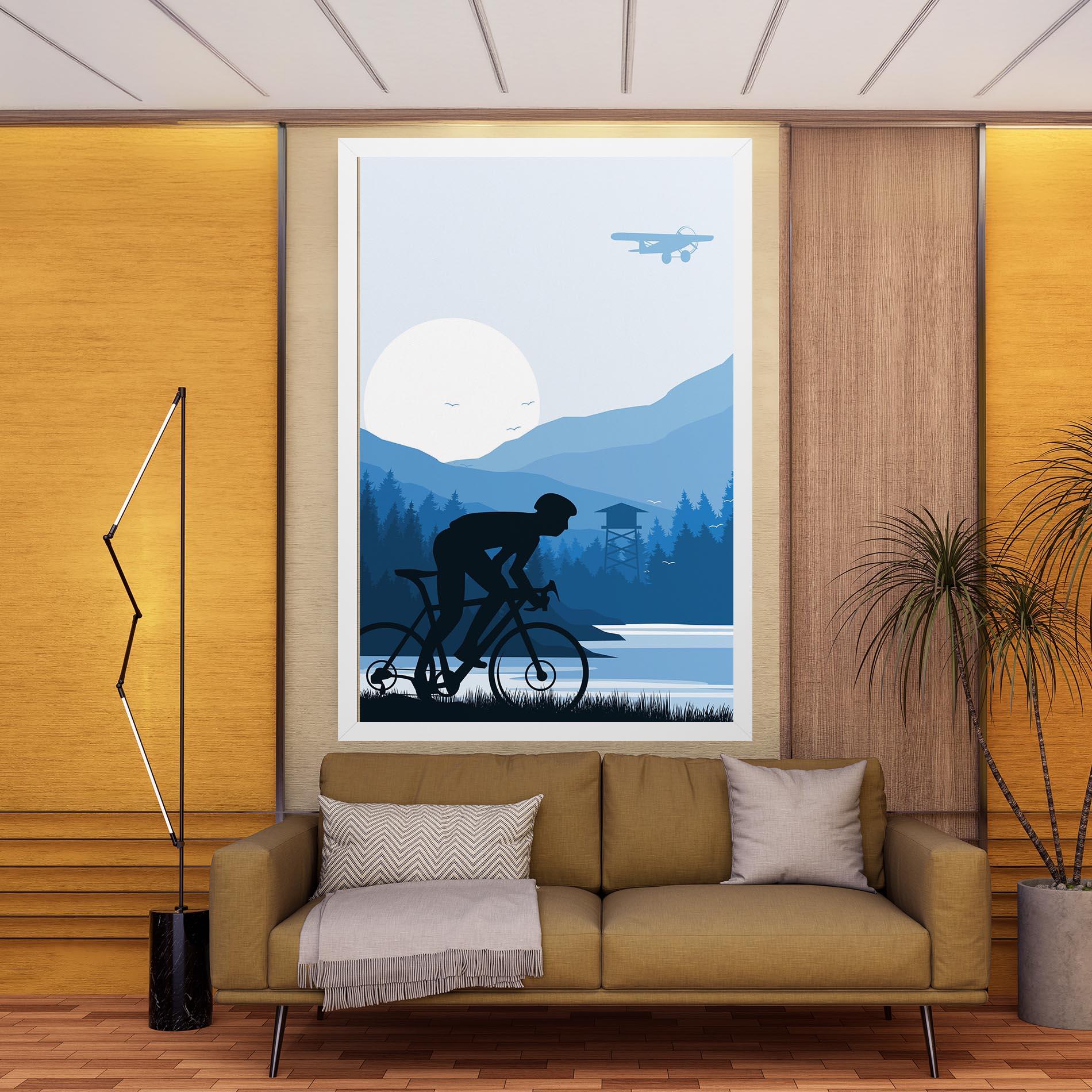 Картина на платно Blue Light Bike mockup 9