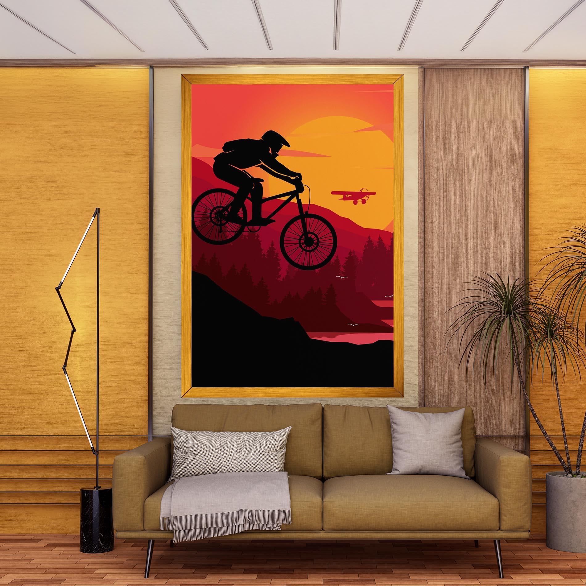 Картина на платно Mountain Bike Sunset mockup 9