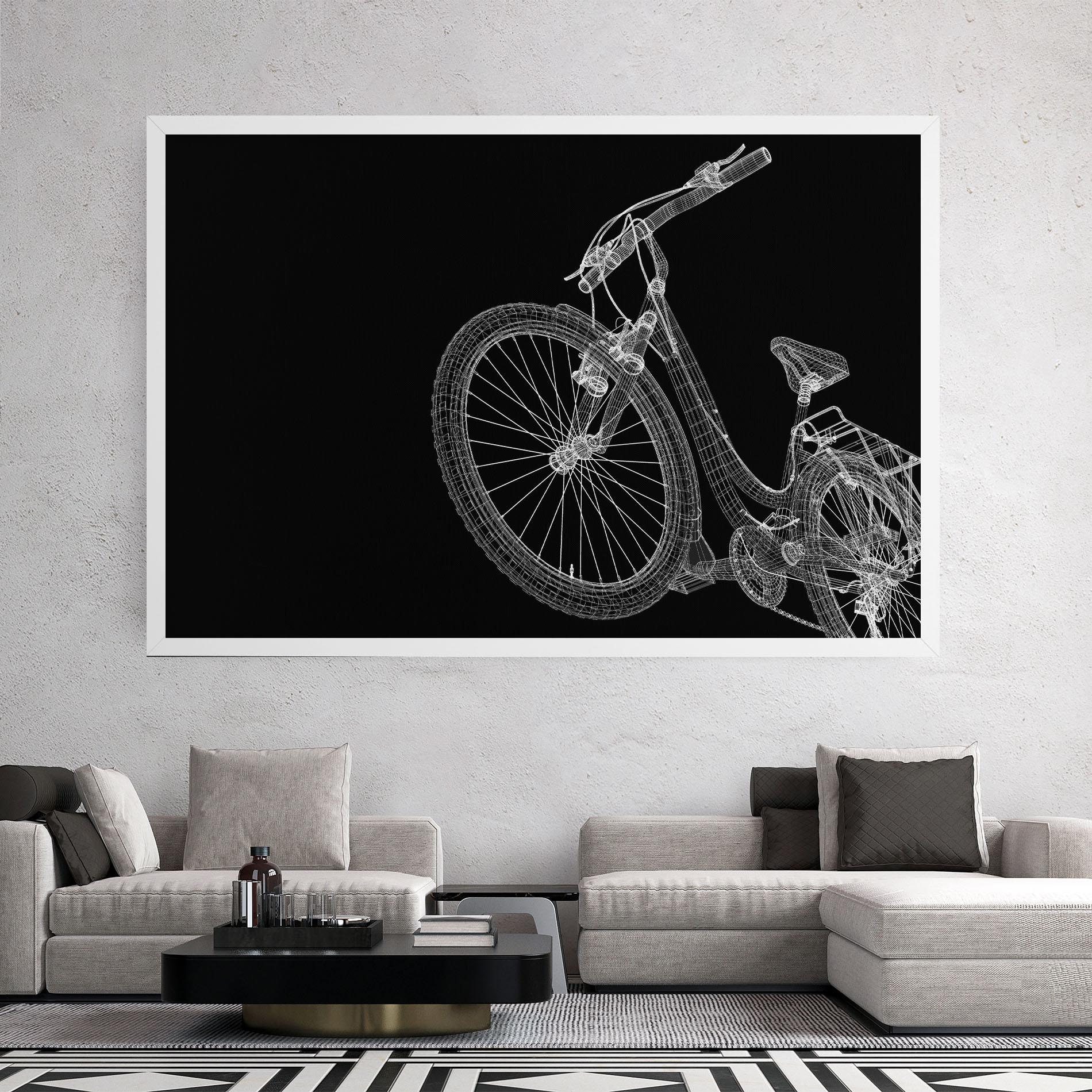 Картина на платно 3d Bike Model On Black mockup 2