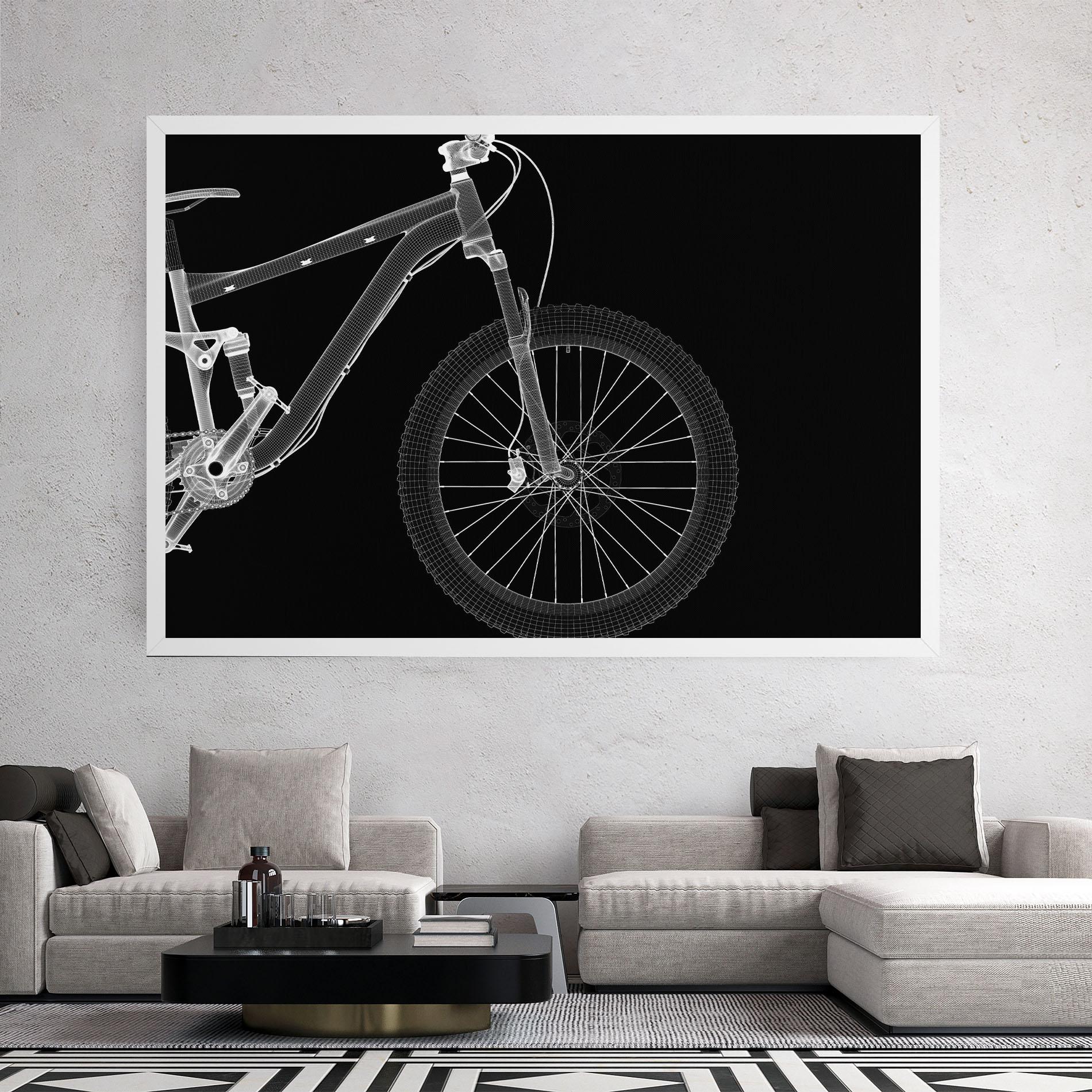Картина на платно 3d White Model Bike mockup 2
